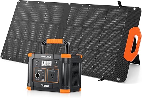 Miniatura 1 de GRECELL Estación de energía portátil de 300 W con panel solar de 100 W de 21.5 V, generador solar de 330 W de salida de CA, panel solar de 60 W