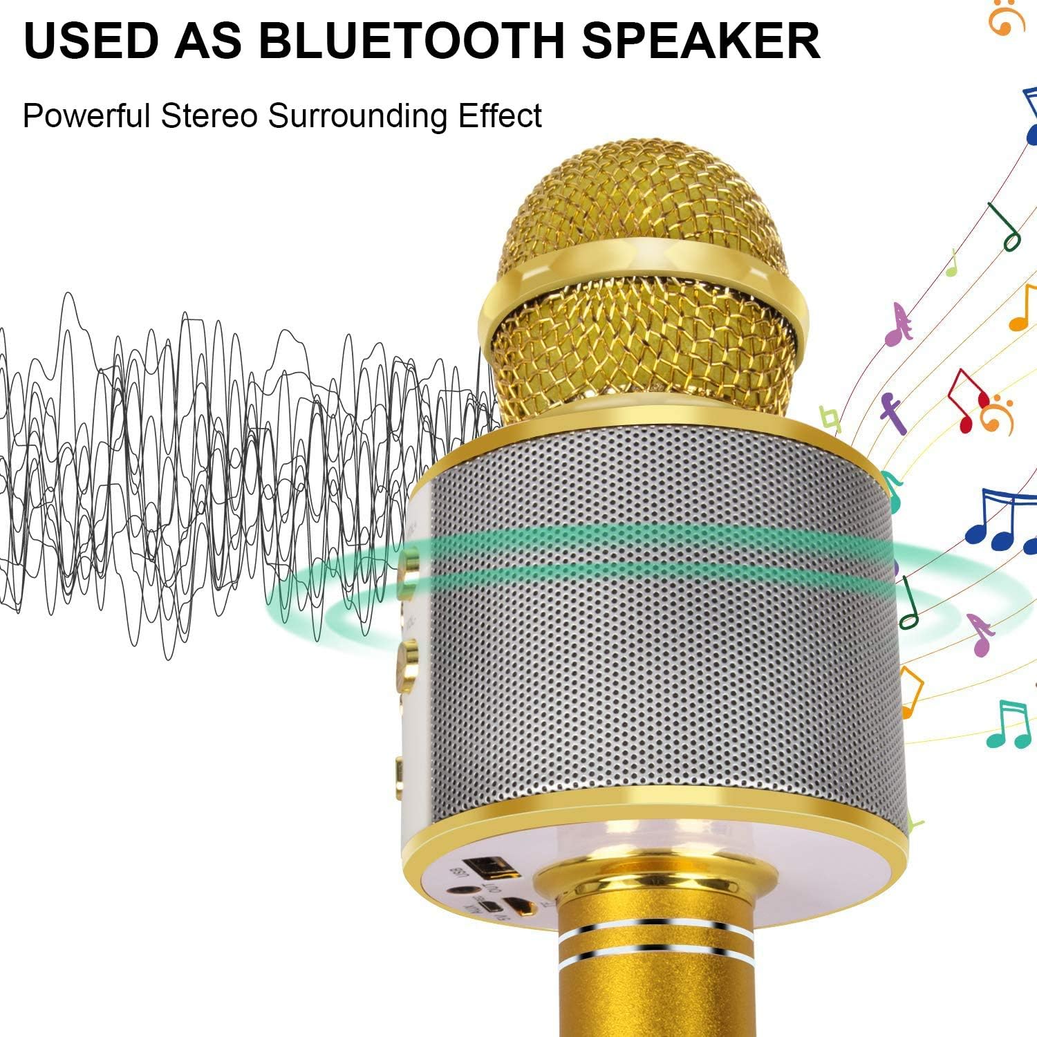 YONHAN 2 Pack Microphones for Kid Wireless Bluetooth Karaoke Microphone for Singing, Portable Handheld Mic Speaker Music Player Recorder for Christmas, Birthday, Home Party (Yellow)