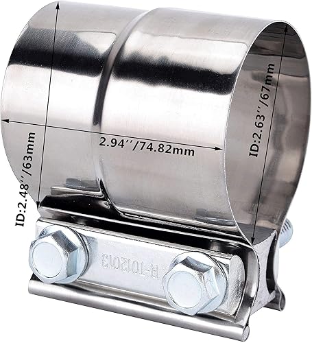 Miniatura 8 de EVIL ENERGY Silenciador quemado de escape de salida de 2.5 pulgadas, entrada de 4 pulgadas, paquete de 18.6 pulgadas de longitud con abrazadera de