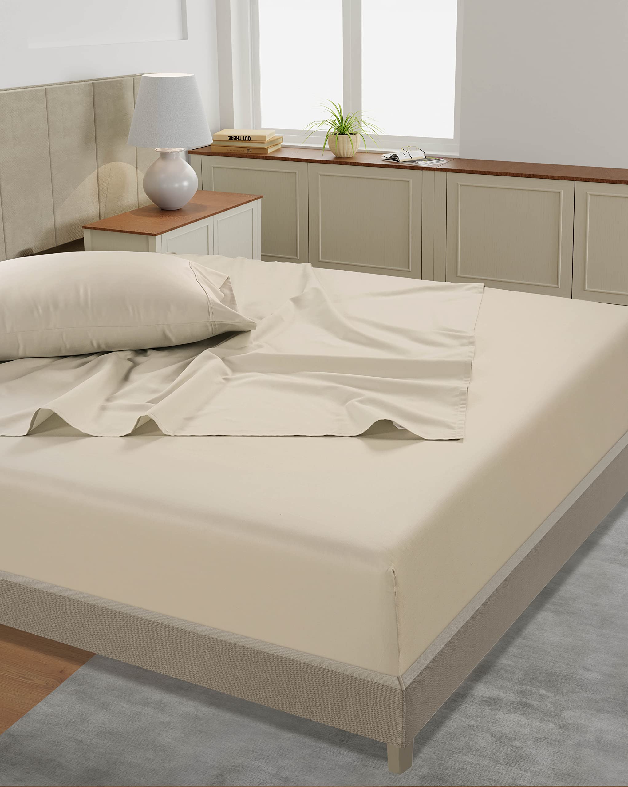 Lane Linen Parure De Lit 3 Pièces 100 % Coton Pour Lit Simple à Contexture De 450 Fils, Draps De Lit Doux Et Perméables à L'air Pour Enfants, Blanc