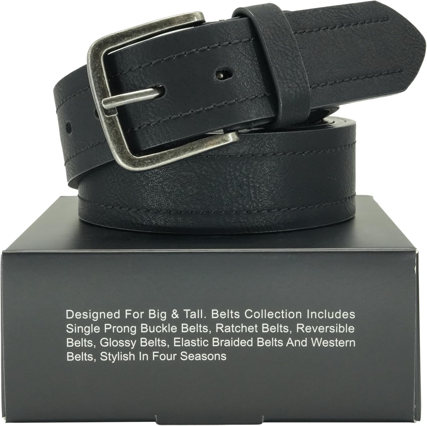 Men's Belt Big and Tall Leather Jeans Dress Belt Black Brown 36-81 Inch - Image 3