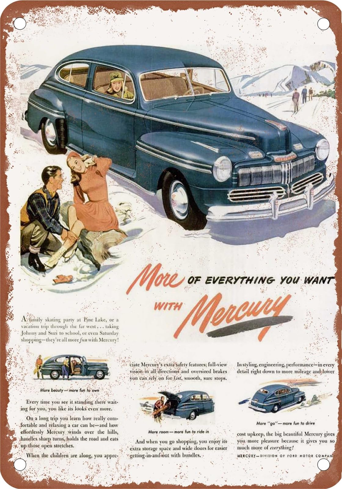 Miaomansenstore Metal Sign - 1947 Mercury Vintage Ad 08 - Old Retro Rusty Look Home Decor