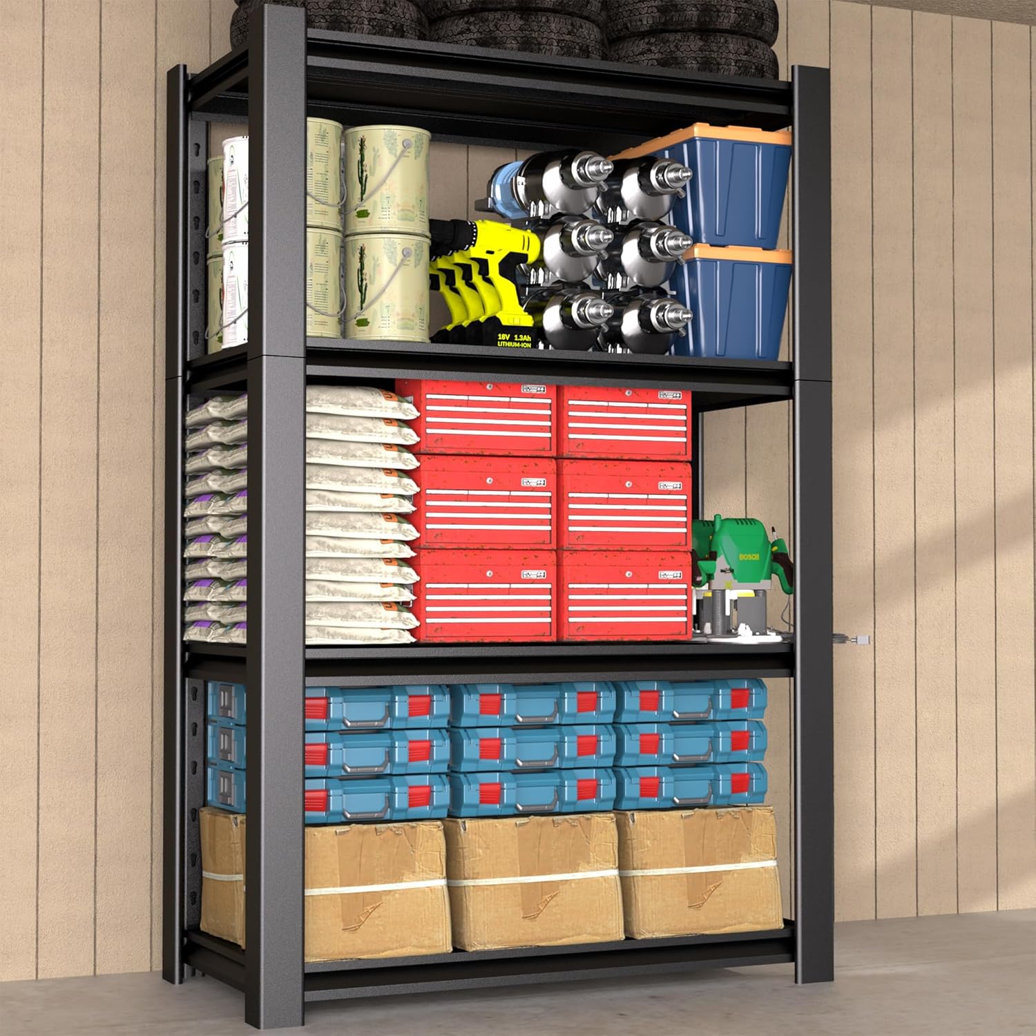 60" H x 40" W x 20" D 4-Tier Heavy Duty Garage Shelving Unit, 2000 LBS Capacity Metal Storage Rack,Adjustable Steel Shelves for Garage, Warehouse, Basement, Pantry, Workshop.1 Pack 20"Dx40"Wx60"H 1