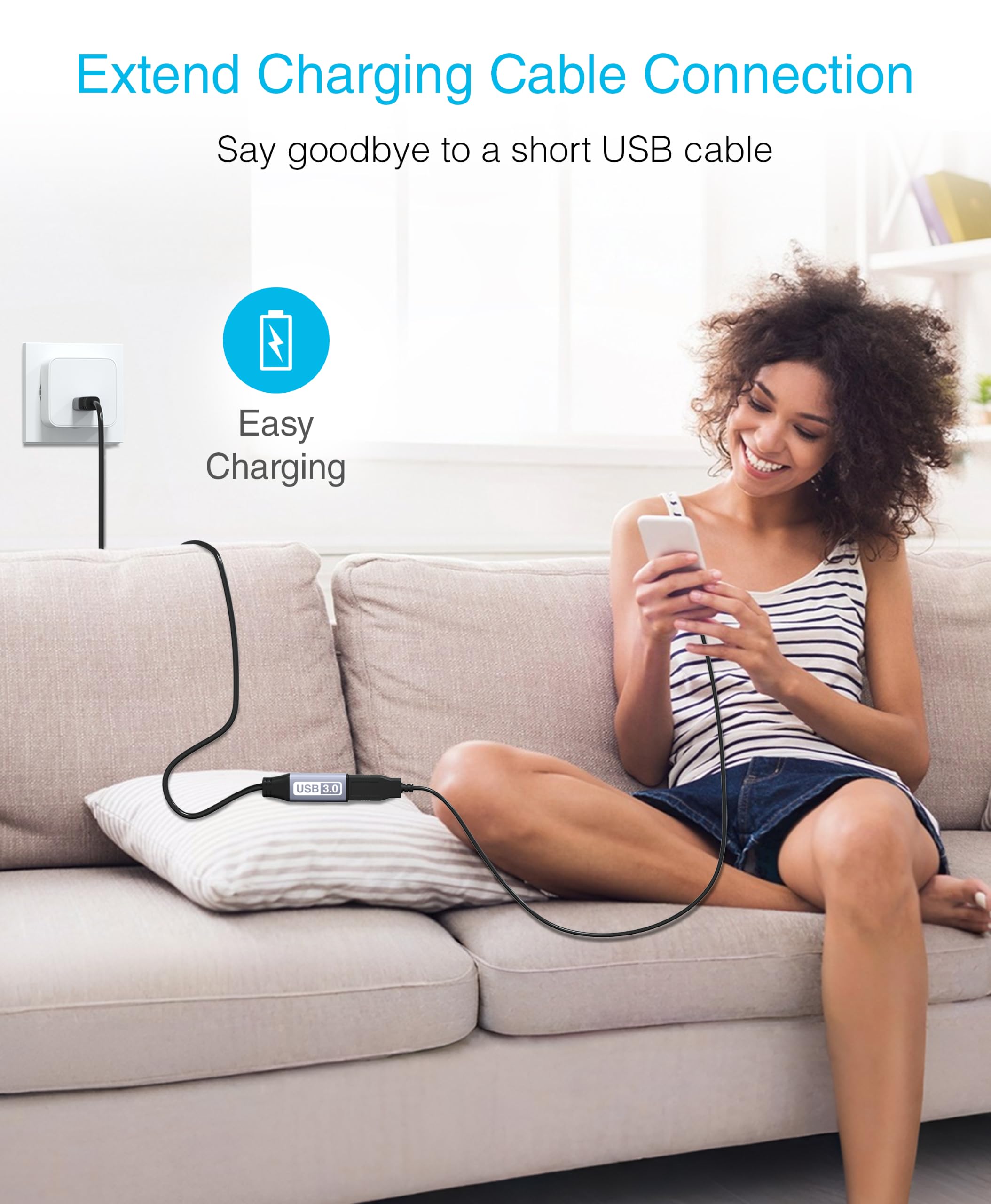 BlueRigger Cable de extensión activo USB 3.0 (6 pies, 2 unidades)