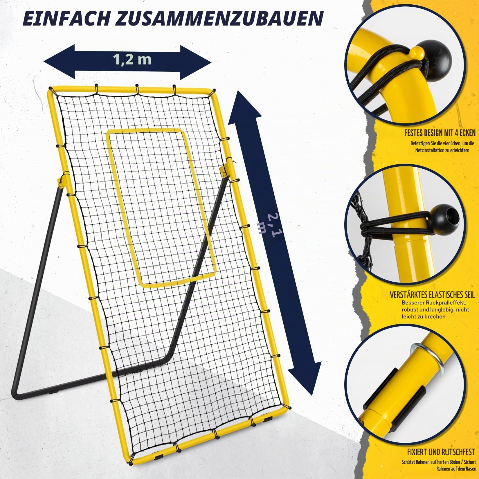 Newbyinn Volleyball Rebounder Netz, Volleyball-Trainingsnetz, Reboundernetz für Volley Ball Training mit 5 Verstellbaren Rückprallwinkeln, 2,1 x 1,2 m (7x4 Fuß)