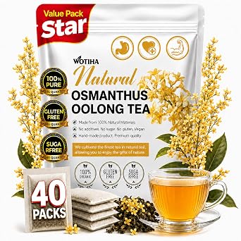 WOTIHA 40 Count Premium Osmanthus Oolong Tea Bags - 100% Natural, Aromatic Osmanthus Flavor, Smooth Oolong Taste, Additive-Free, Sugar-Free, Vegan