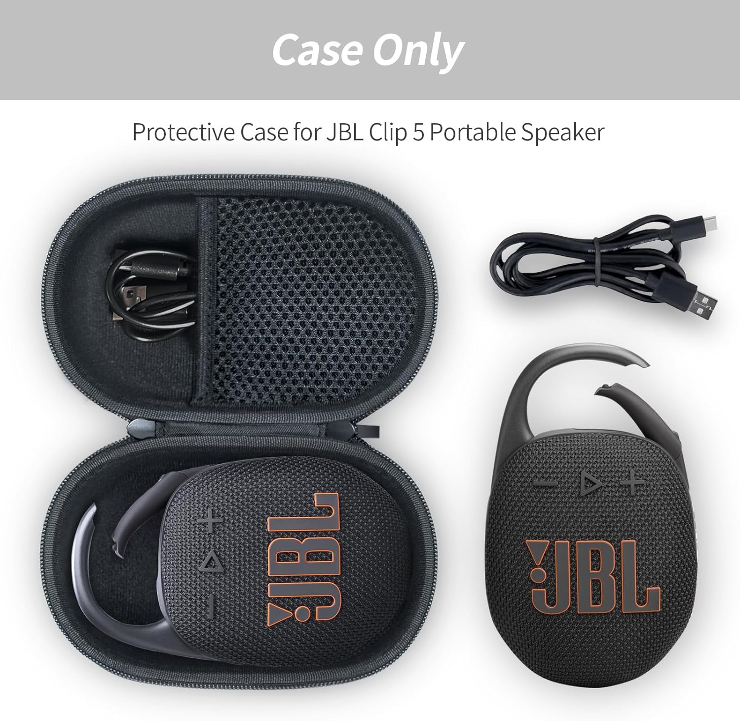Case for JBL Clip 5 Portable Bluetooth Speaker, Cover for JBL Clip 5 Speaker, Waterproof and Dustproof Feature, for Home, Outdoor and Travel(Black) - Box Only - Image 2