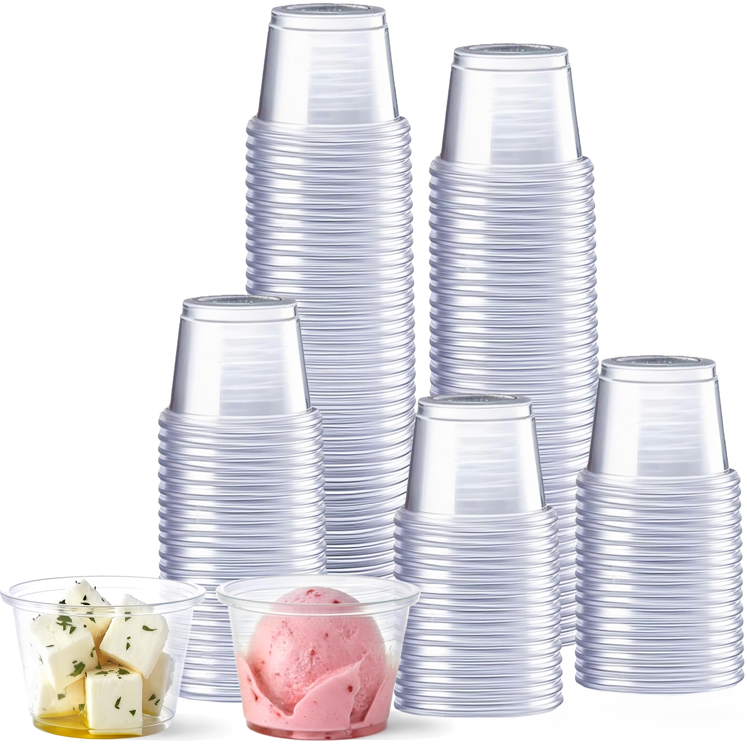 GUSTO 1 oz. Clear Disposable Plastic Portion Cups (No Lids), [250 Count] Souffle Cups, Jello Shot Cups, and Sauce Cups For Portion Control, Salad Dressing and More- Formerly Comfy Package