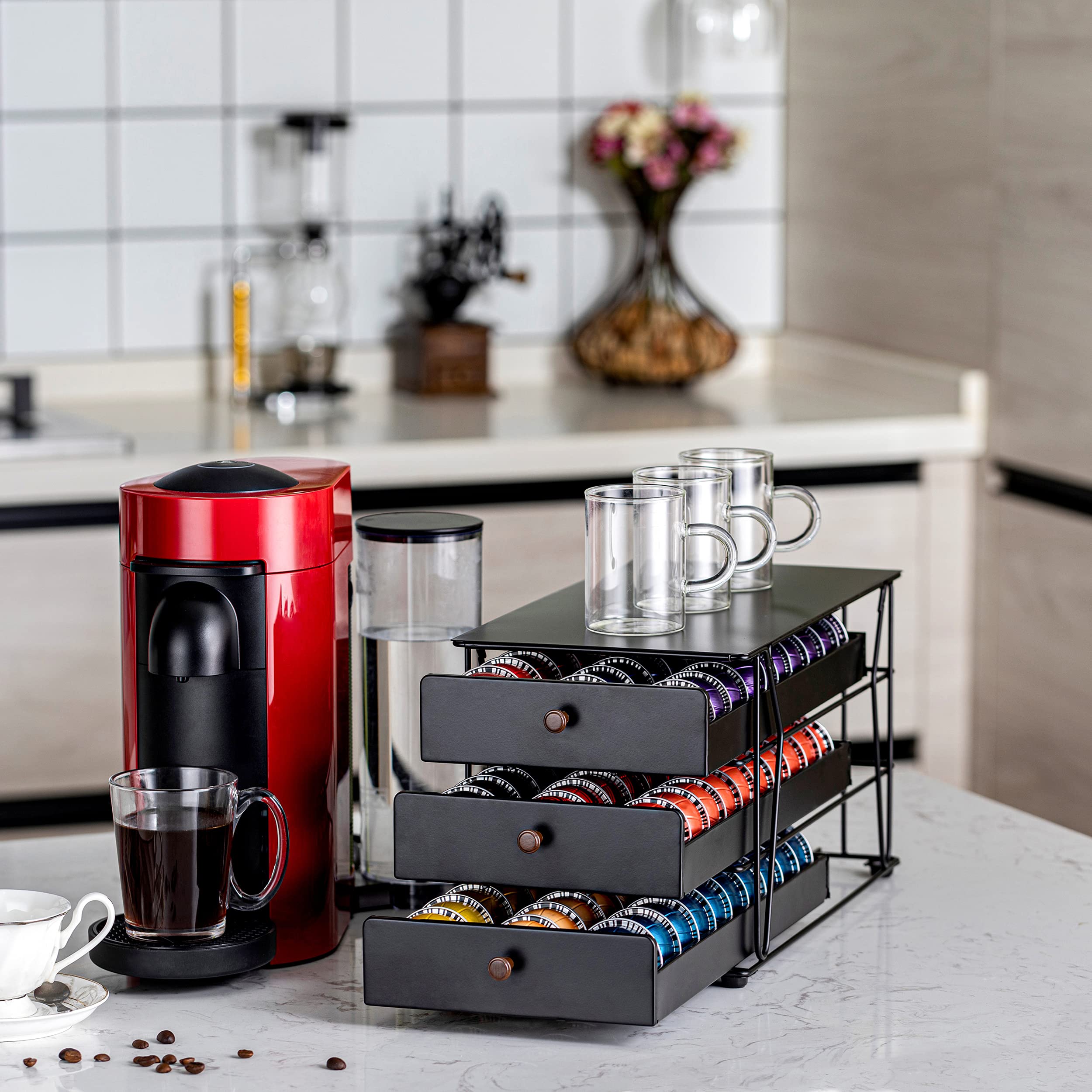 Soporte para cápsulas Nespresso Vertuo Pod Holder para cápsulas Vertuoline (90 cápsulas-3 niveles)