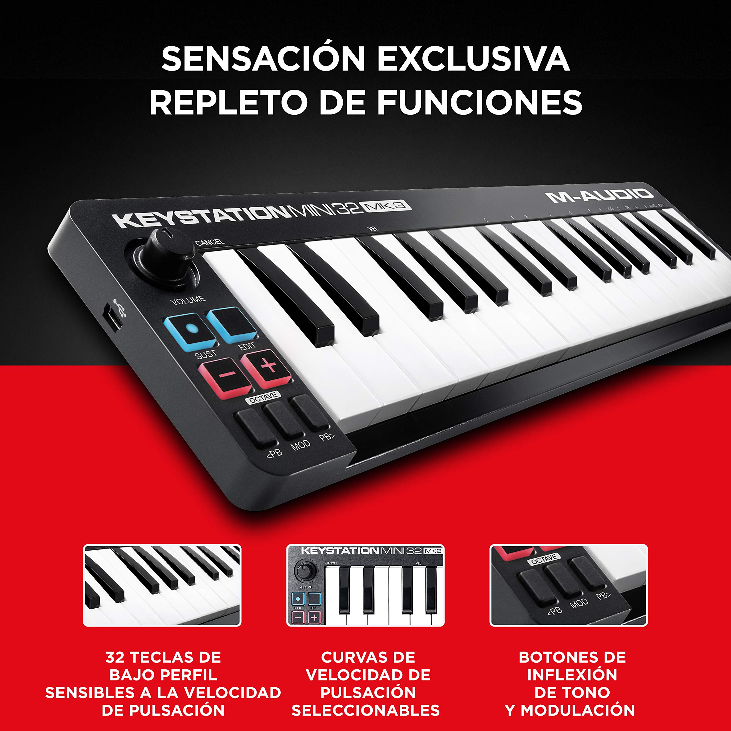 AKAI Professional MPD218 + M-Audio Keystation Mini 32 - Controlador de pads MIDI USB portátil con 16 pads MPC + Teclado Controlador MIDI USB de 32 teclas