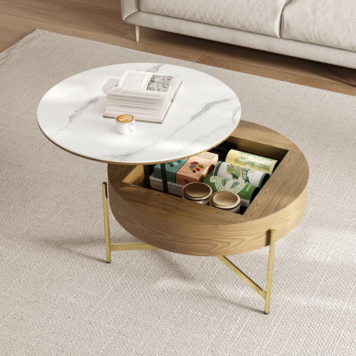 Amazon.com: KunMai Round Lift Top Coffee Table - 31.5" Circle Coffee ...