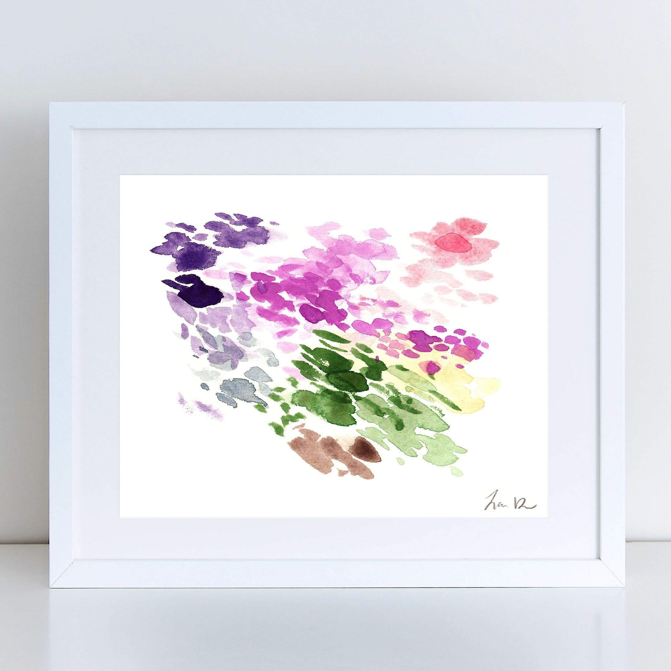 Abstract Color Study No. 2 Art Print Watercolor Painting Wall Home Decor Giclee Canvas Color Field Flowers Landscape Pink Purple Violet Green Joyful Inspirational Brushstrokes