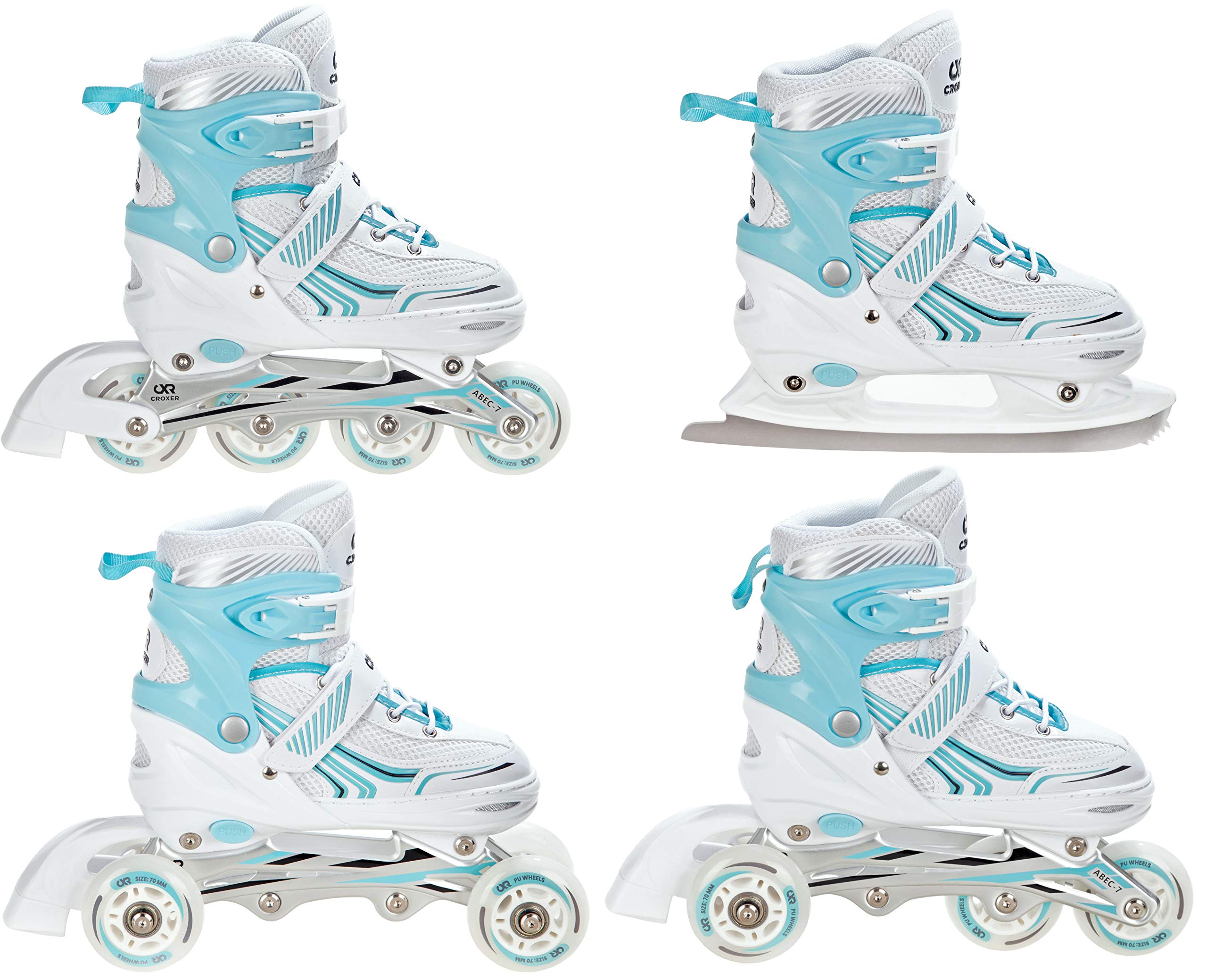 Pattini In Linea 4in1 Croxer Optima - Regolabili, Convertibili In Rotelle O Pattini Da Ghiaccio, Con Ruote PU - Foto 4