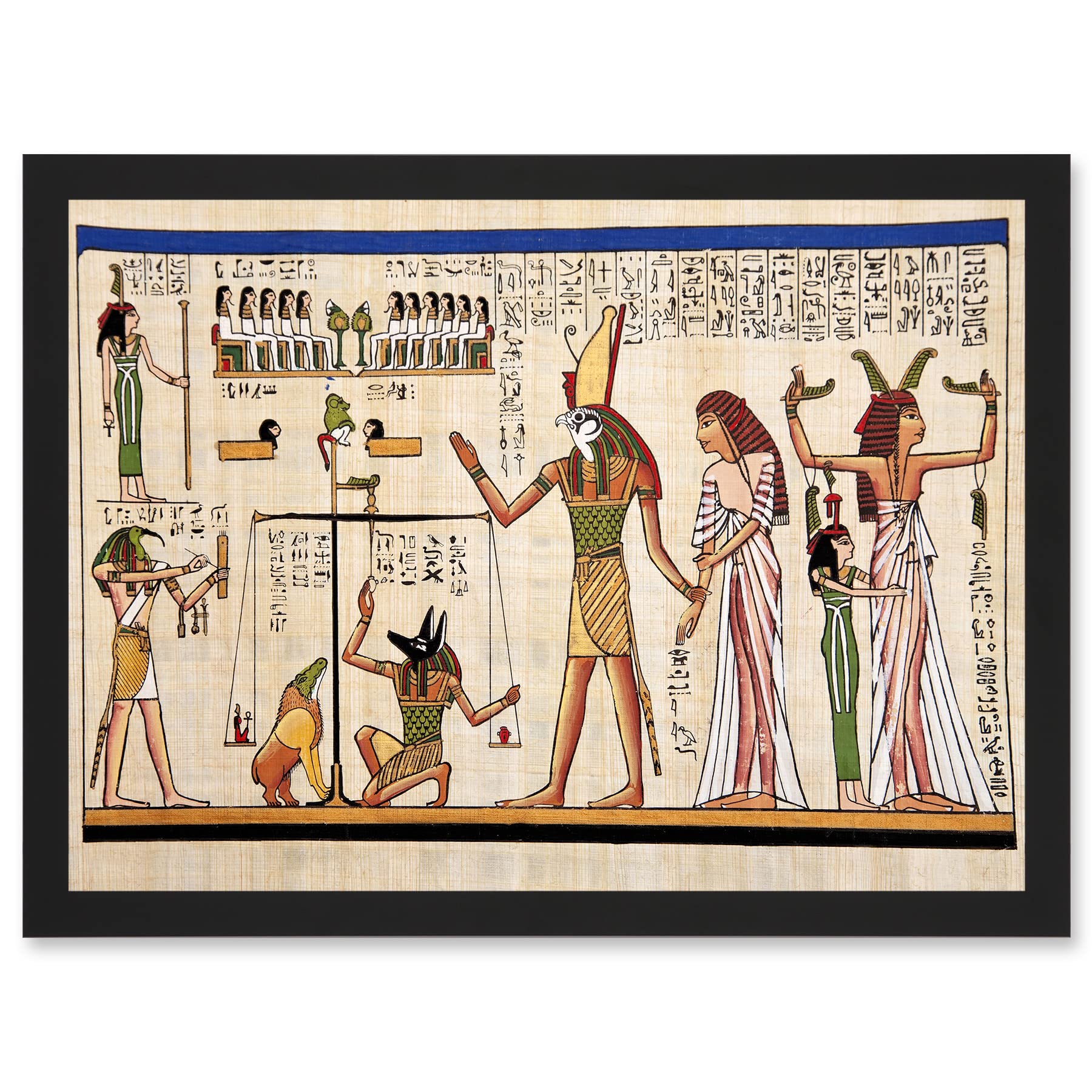 Artery8 Painting Ancient Egyptian Heiroglyphics Horus Thoth Anubis Mural A4 Artwork Framed Wall Art Print
