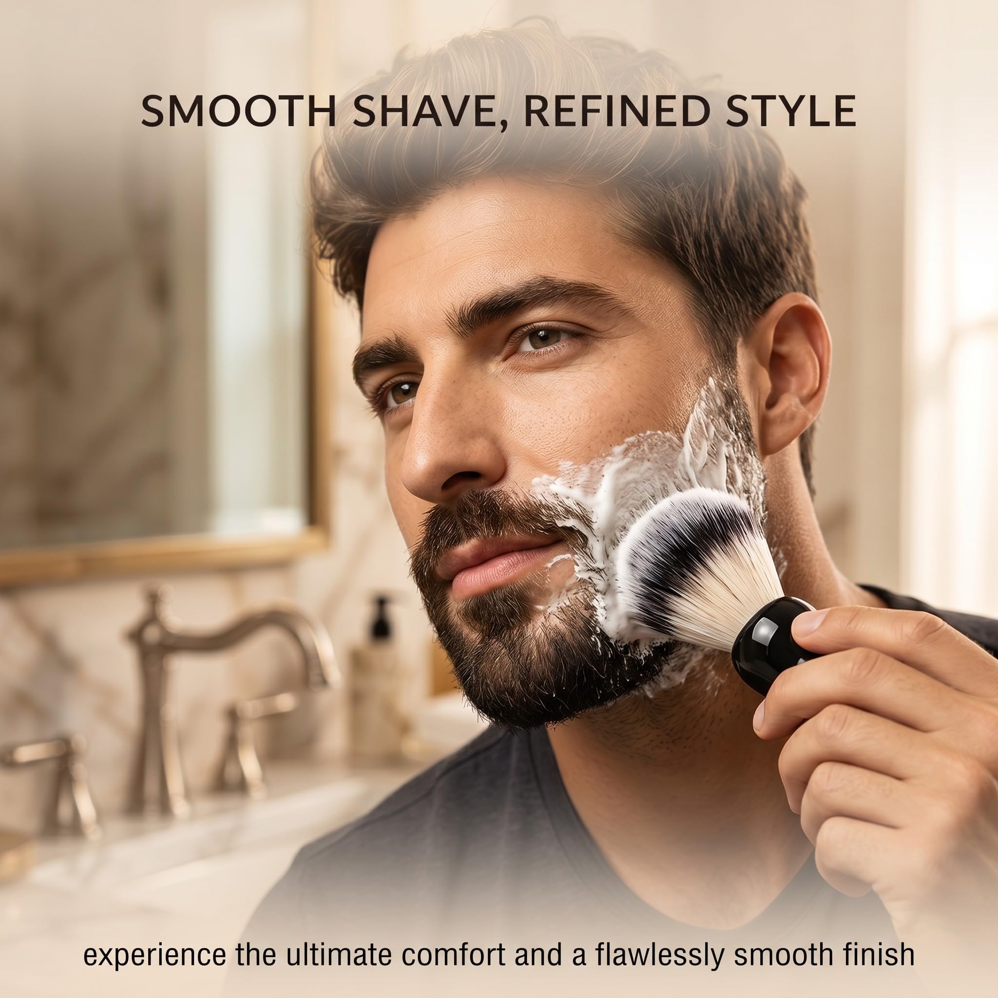 1 Pennello Da Barba Sintetico Nero Per Barba, Spazzola Rasatura Professionale 10.5Cm, Accessorio Regalo Uomo, Crema Schiuma Da Barba
