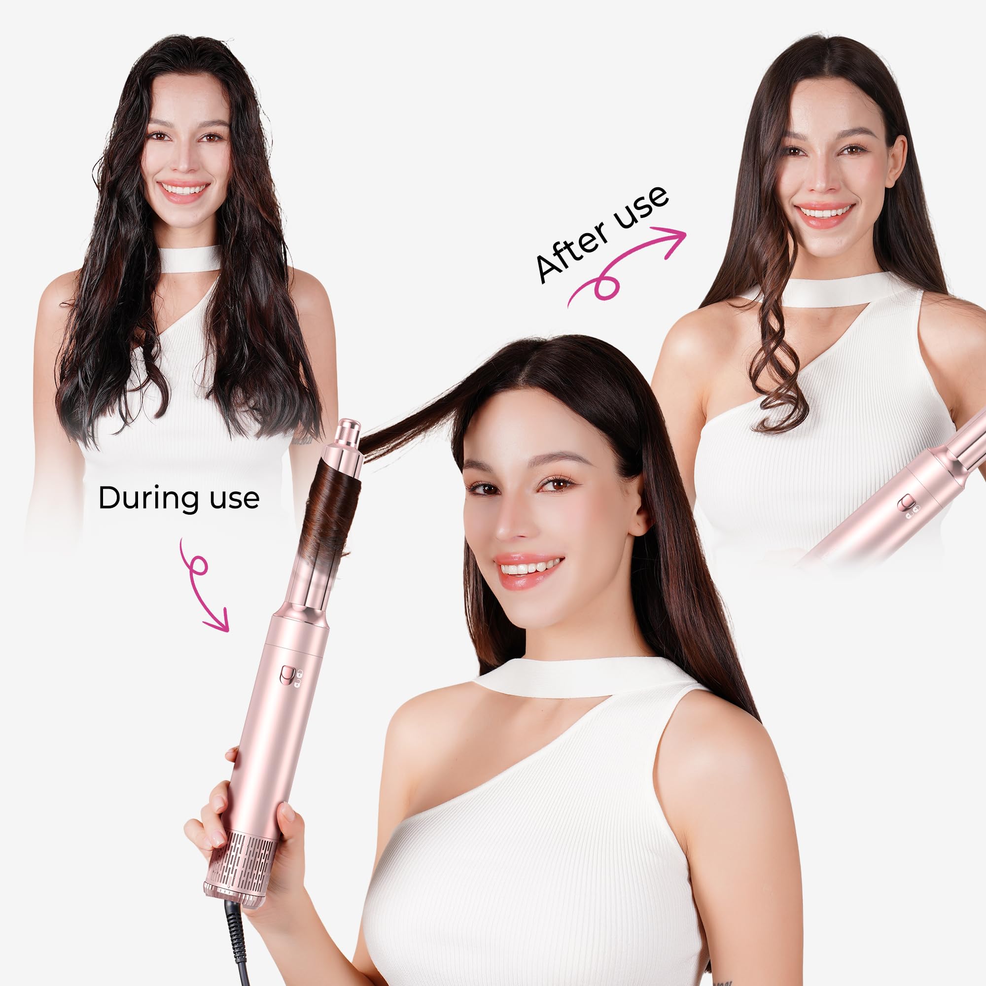 MogaWave Pro Airbrush Air Styler en 1 Hair Styler avec 1000W Brosse Soufflante, Seche Cheveux, Brosse Seche Cheveux, Brushing Brosse Soufflante, air Boucleur, Brosse Brushing Soufflante