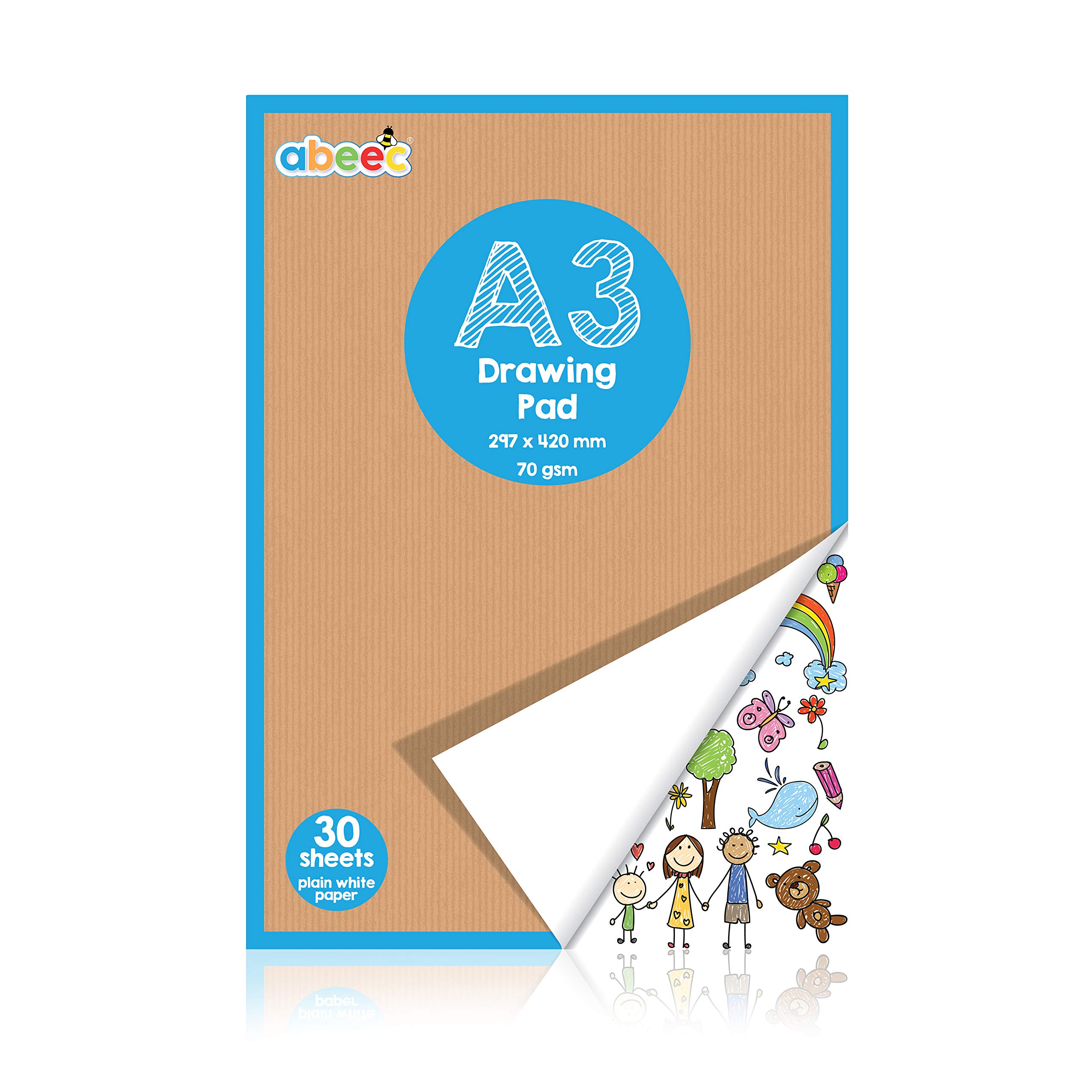 Buy abeec A3 Plain Paper Drawing Pad 30 Sheet Sketch Book 30 Plain