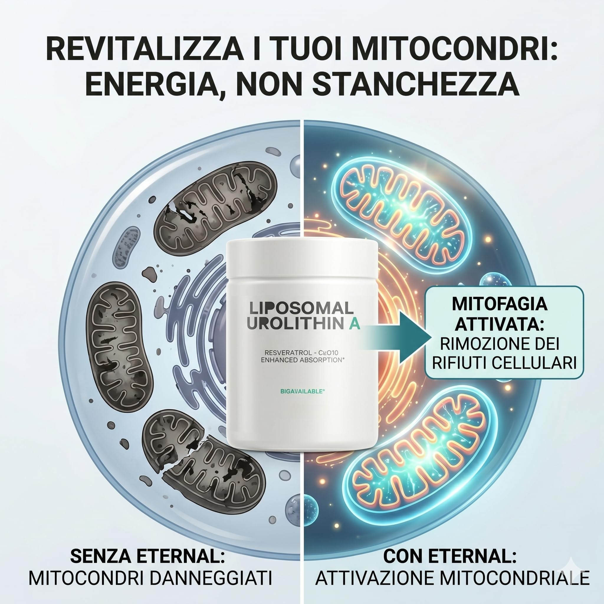 Urolitina A Liposomiale - Massima Biodisponibilità per, Sostenere la resistenza muscolare - Senza OGM