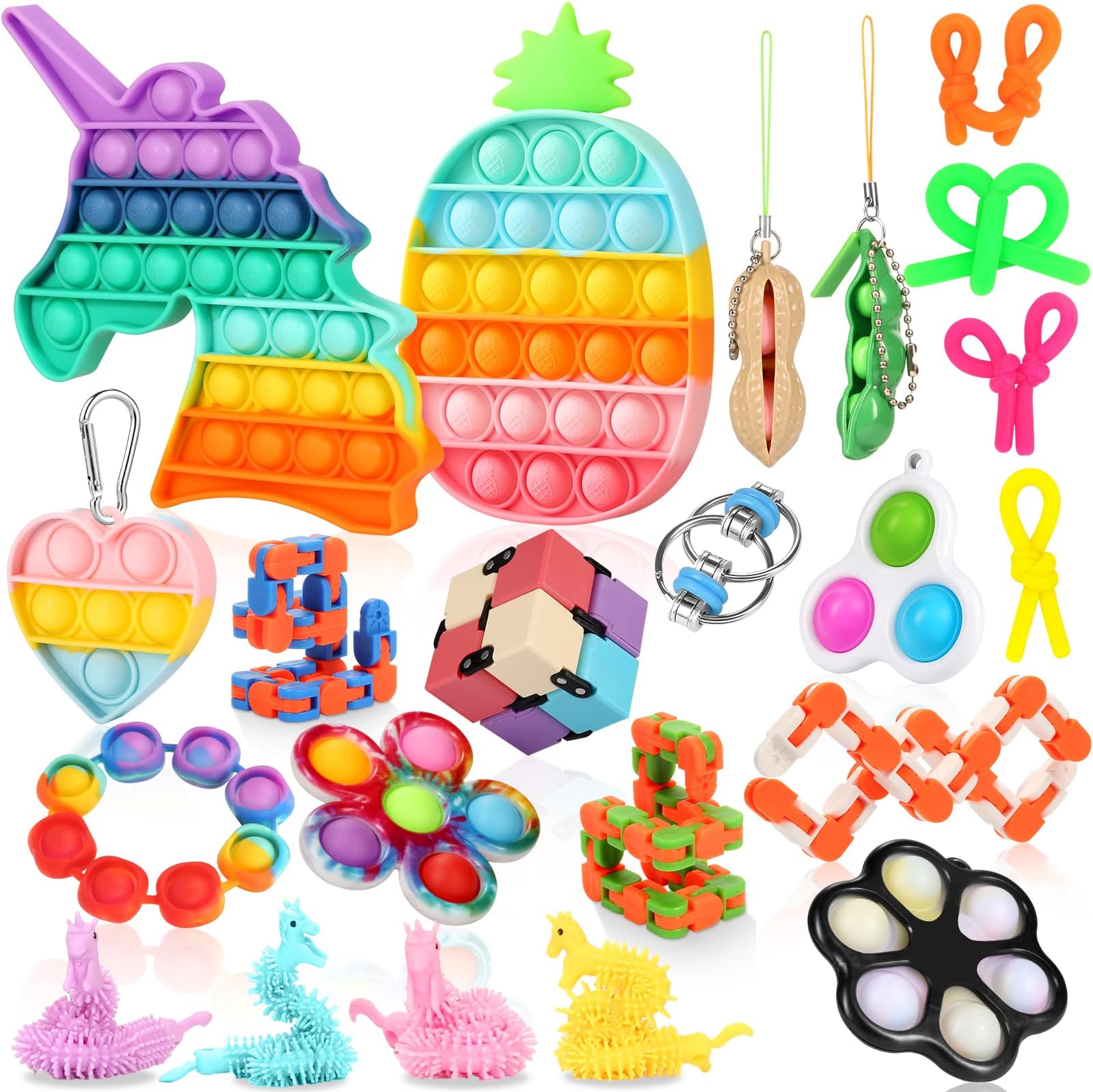 Fidget Toys Pack Set Pop Fidgets Toy Sets Packs Fidget Toys Pack Stress Relief and Anti-Anxiety Tools Sensory Toysโฆ (23 Packs)