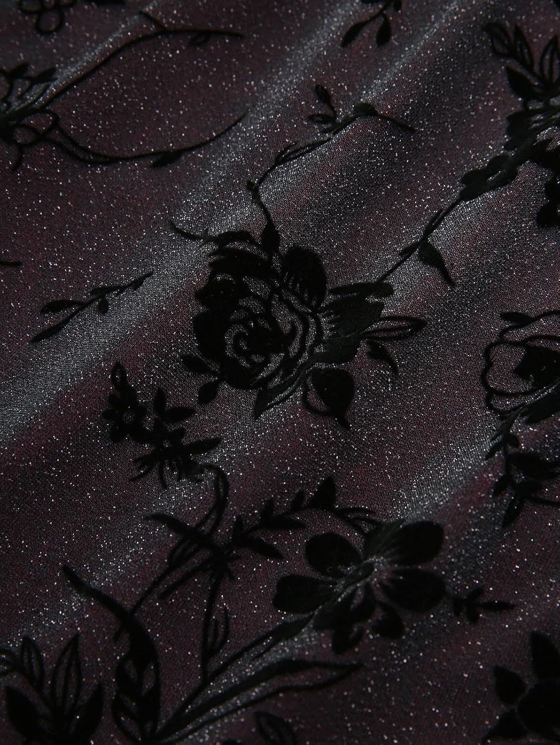 DRESSFO Women's Asymmetrical Twist Midi Dress – Cold Shoulder Glitter Floral Dress with Flare Sleeves - Image 5