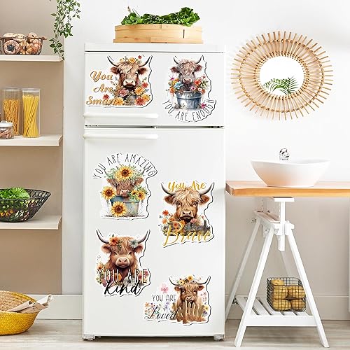 Miniatura 6 de 6 imanes magnéticos para refrigerador de vaca de las montañas  You are Enough Magnetic Stickers, You are Loved Magnetic Stickers, You are Amazing