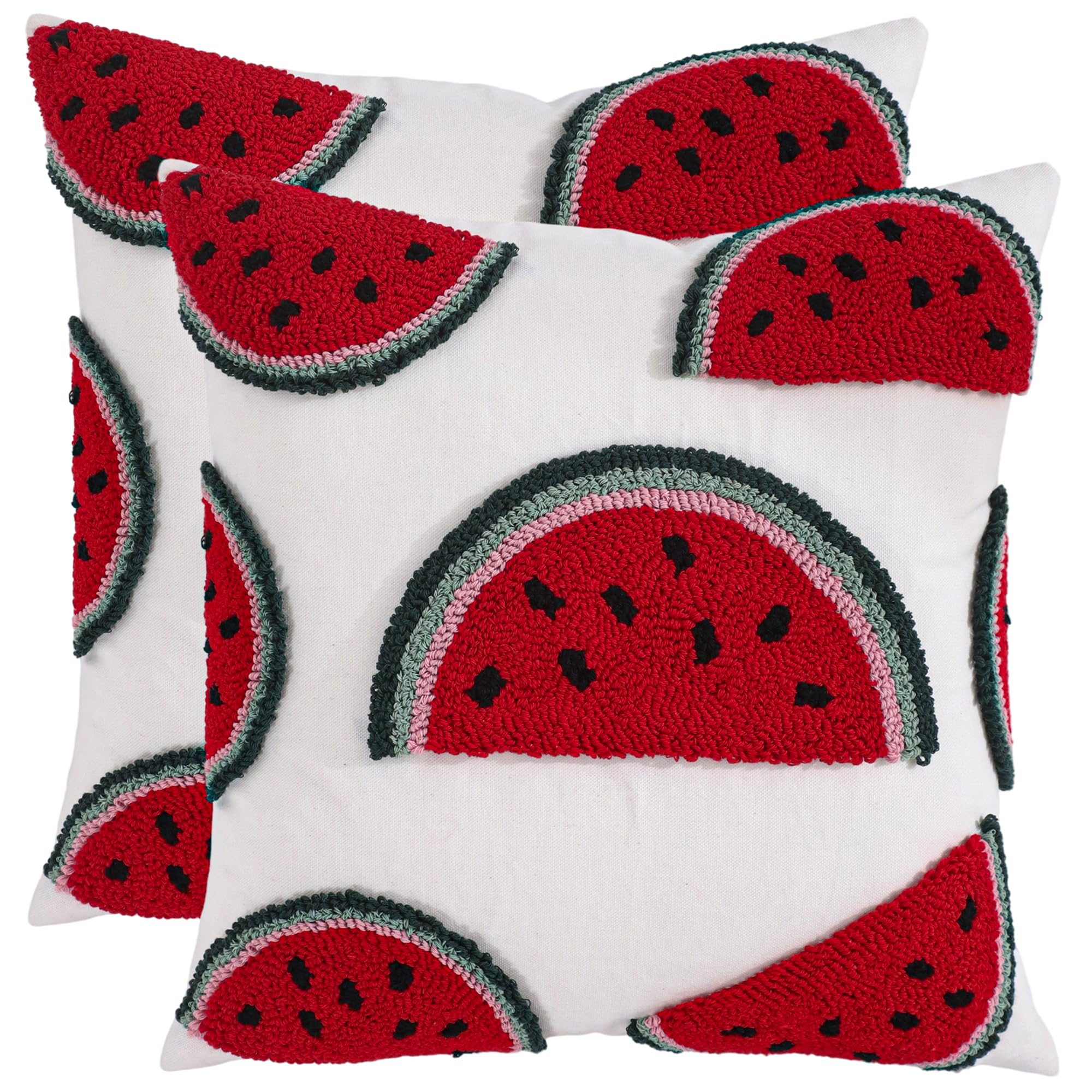 Housse de coussin broderie touffetée Tosleo haut de gamme motif fruits d'été
