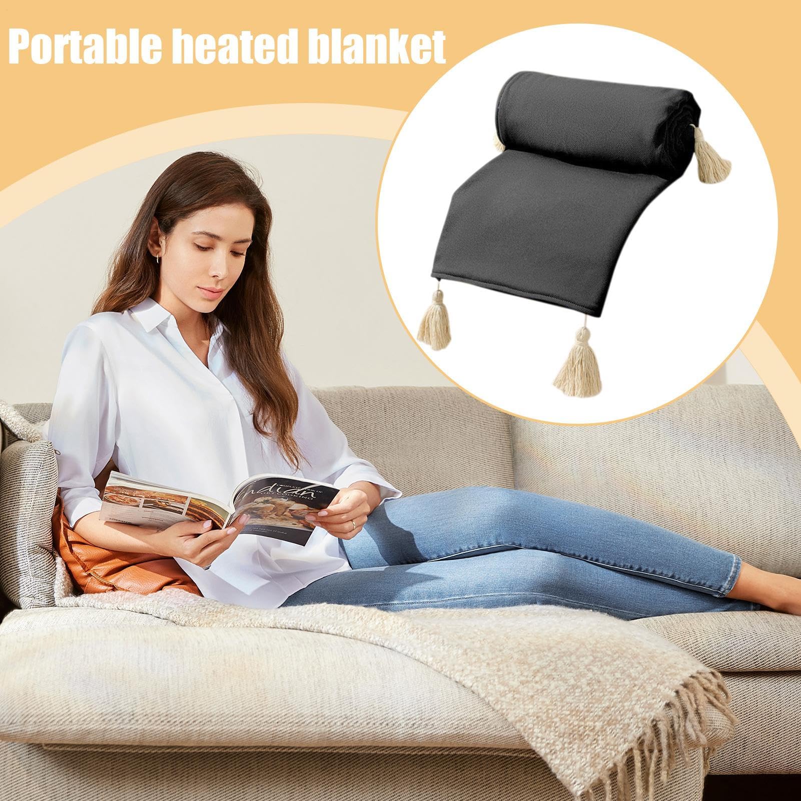 Scialle riscaldante portatile – Plaid a 3 velocità per collo e spalle | Sciarpa riscaldata USB senza fili – per ufficio, casa, viaggio, inverno, collo, spalla, campeggio all'aperto