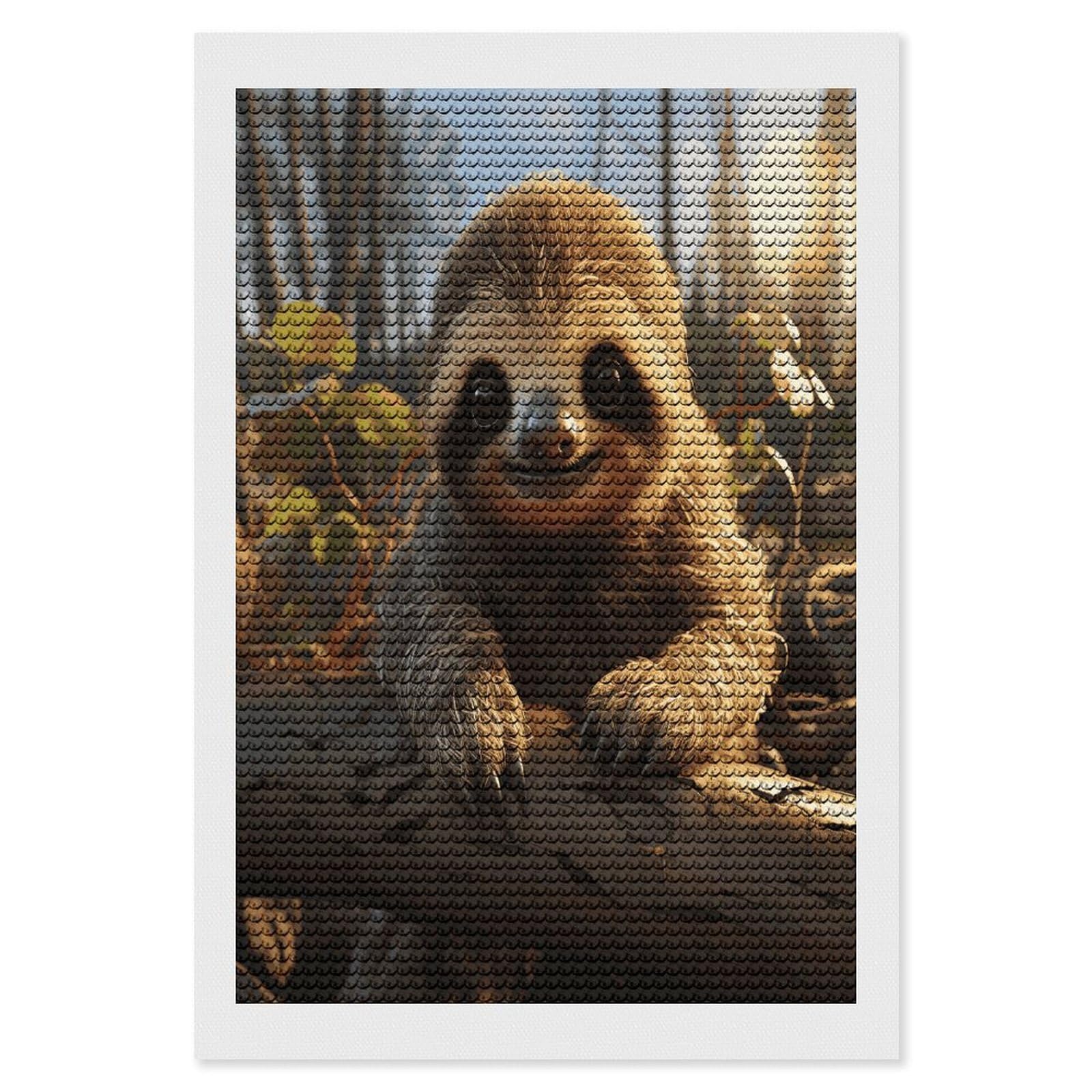 Cartoon Cute Sloth Diamond Art Kits for Adult Round Full Drill Diamond Dots Paintings for Beginner Picture Art DIY Diamond Painting Kits 5D Diamond Art Painting for Home Wall Decor 8"x12"