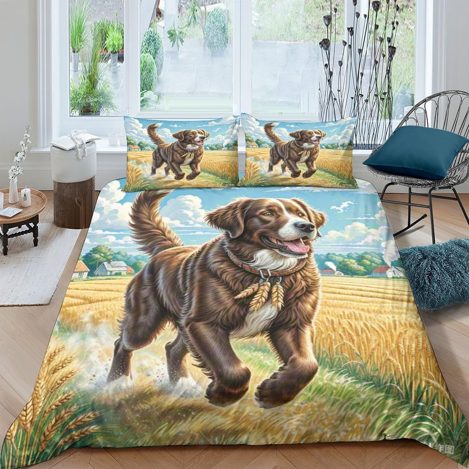 Housse de couette Labrador 3D King en microfibre douce avec fermeture éclair