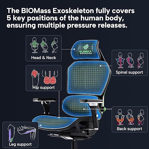 Miniatura 4 de EUREKA ERGONOMIC Typhon - Silla de videojuegos para oficina en casa, con soporte lumbar, silla de malla ergonómica transpirable con reposabrazos 4D,