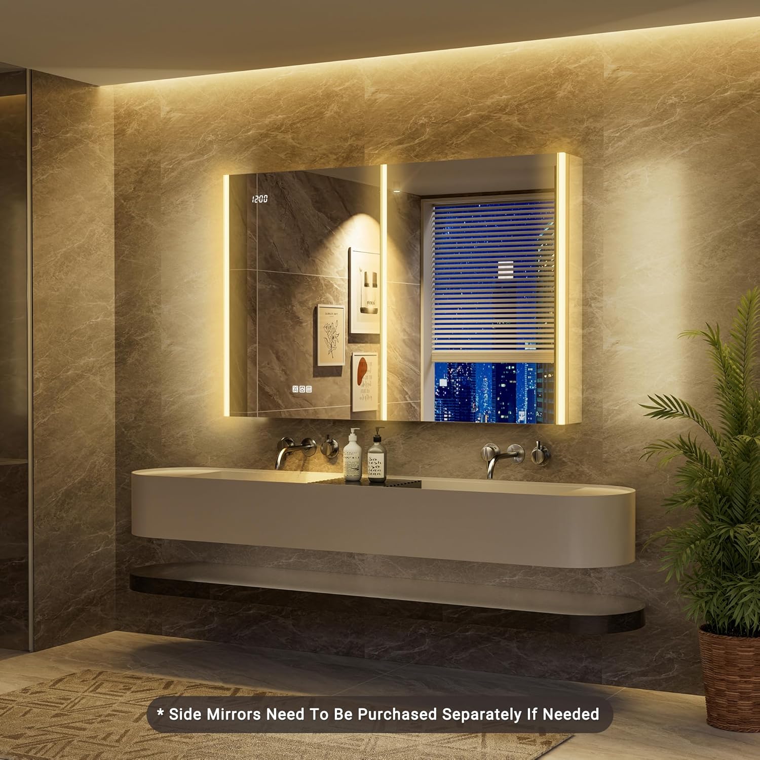 サイドミラーキット 幅4インチ x 高さ32インチ 装飾サイドミラー 2個セット 高さ32インチ アップグレードアクリルスマートライ