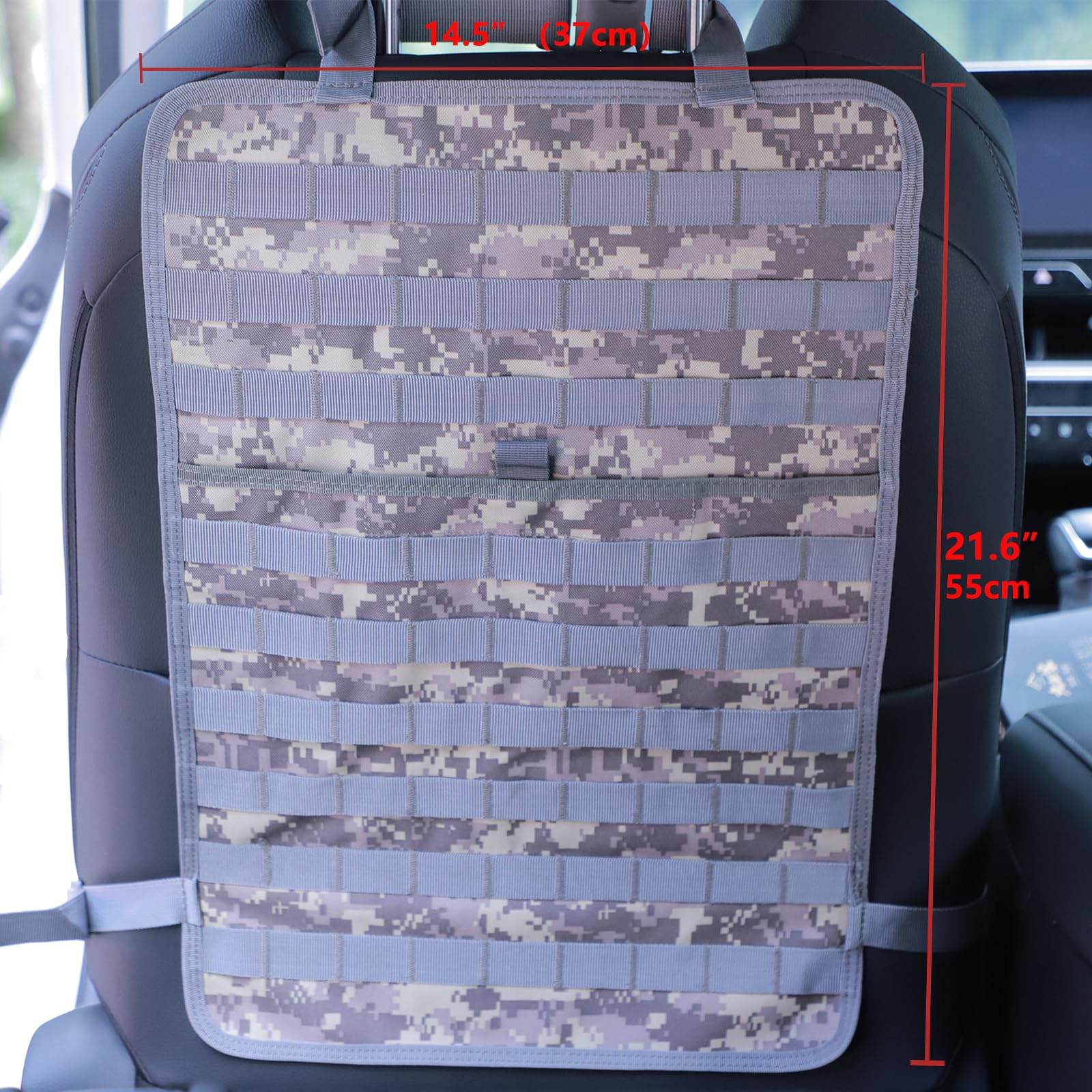 Organizador táctico universal para asiento trasero de coche, con 5 bolsillos desmontables para coche, camión, Ford Jeep (ACU)