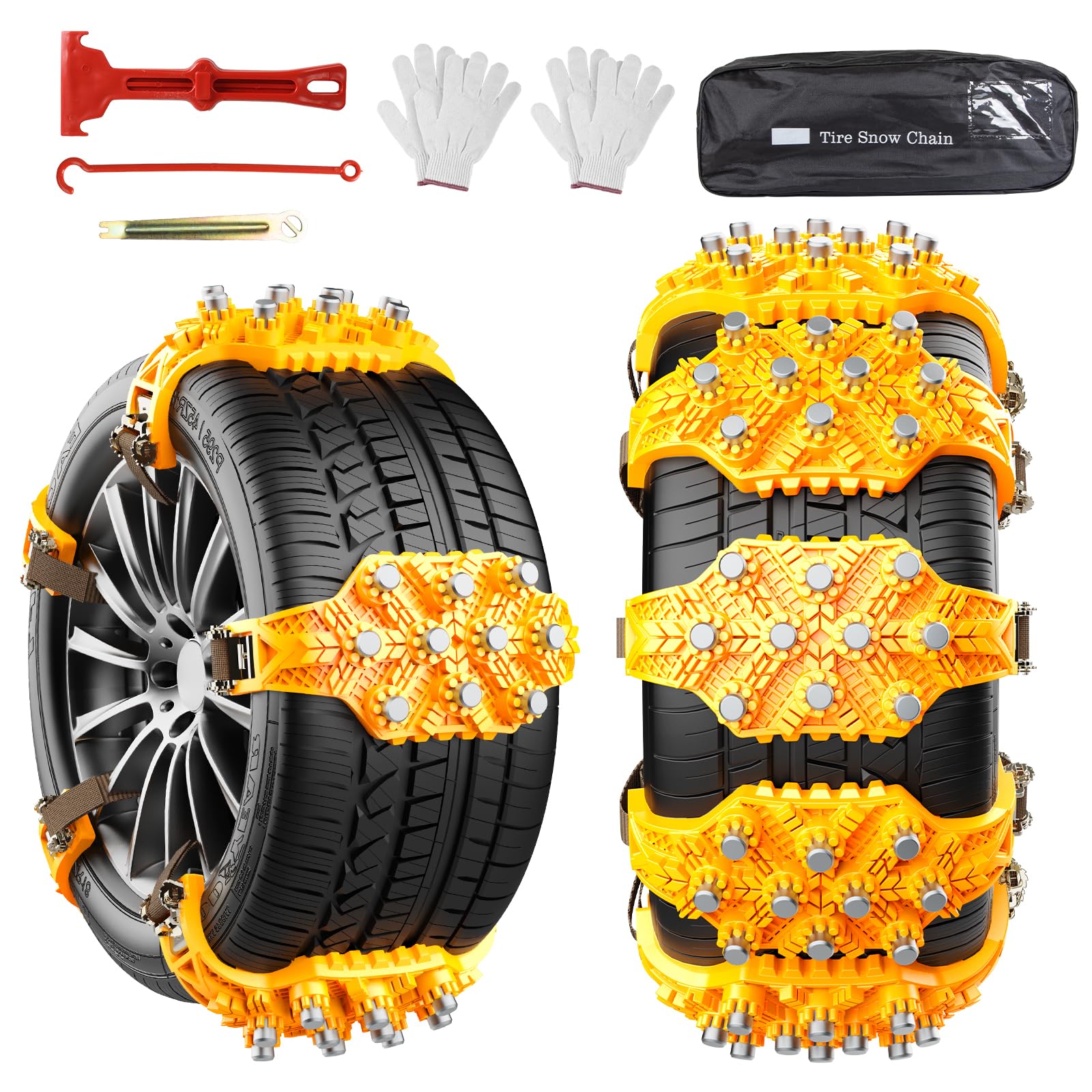 Catene da Neve Ninonly 8Pcz Universali Regolabili per Auto Camion SUV Pneumatici 165-245mm