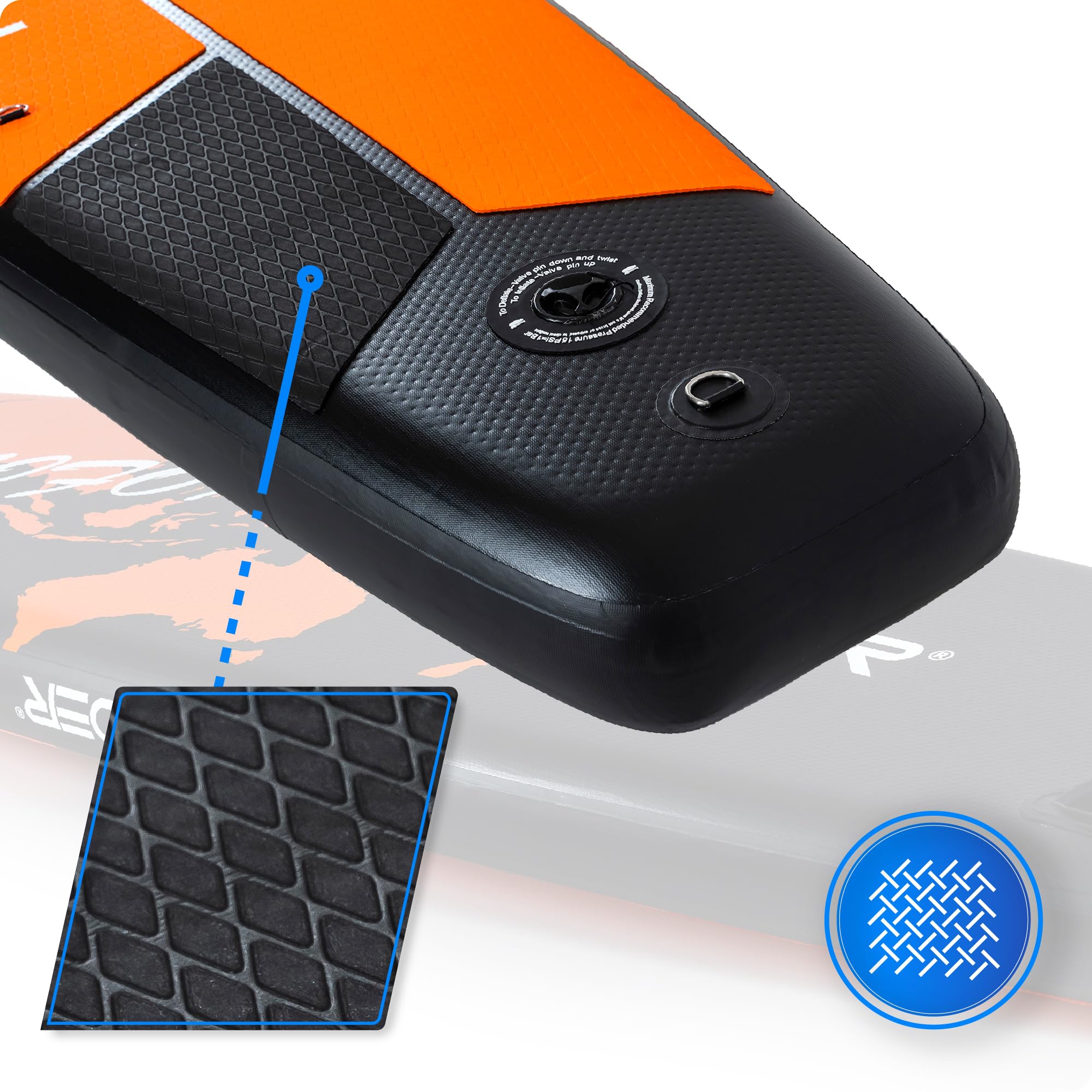 THUNDER SUP Board 365 cm, Aufblasbar mit Kajaksitz, Orange/Schwarz, Earth