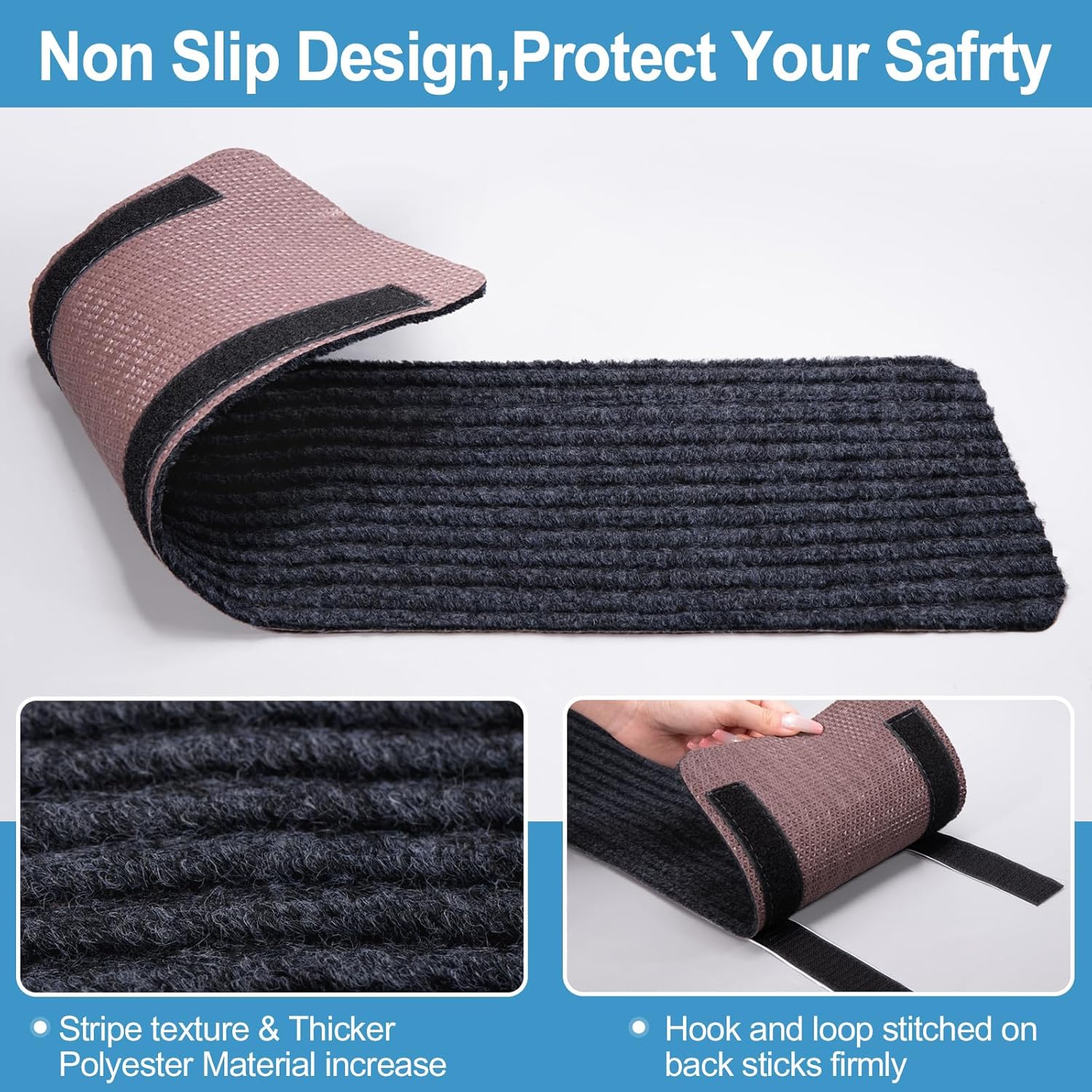 RV Step Covers 4 Pack 24" Wide x 7.5" Deep Camper Step Covers, Non Slip RV Stair Treads for Travel Trailers, Mobile Home, Motorhome (Gray)