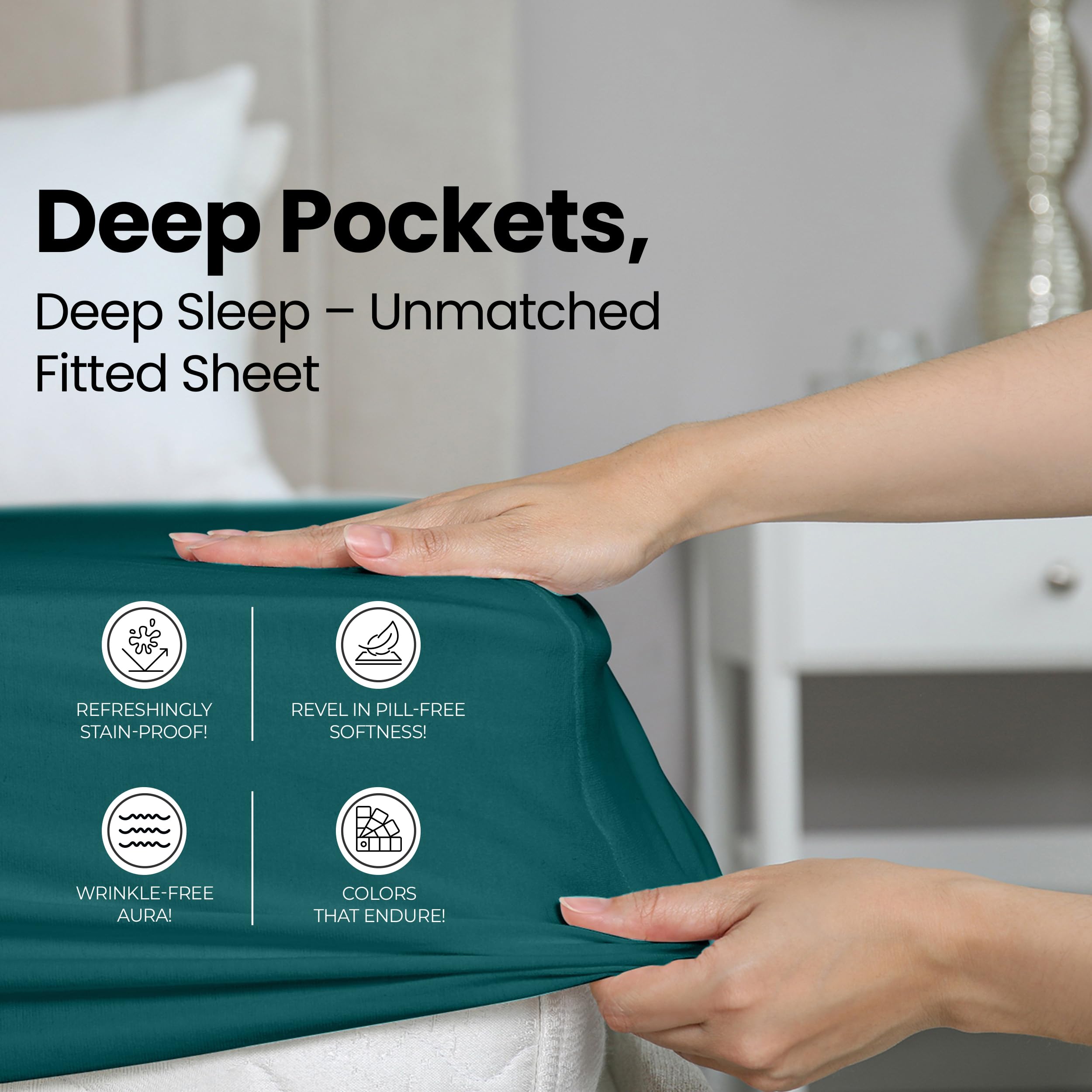Utopia Bedding Queen Fitted Sheet, Bottom Sheet, Deep Pocket - Image 4