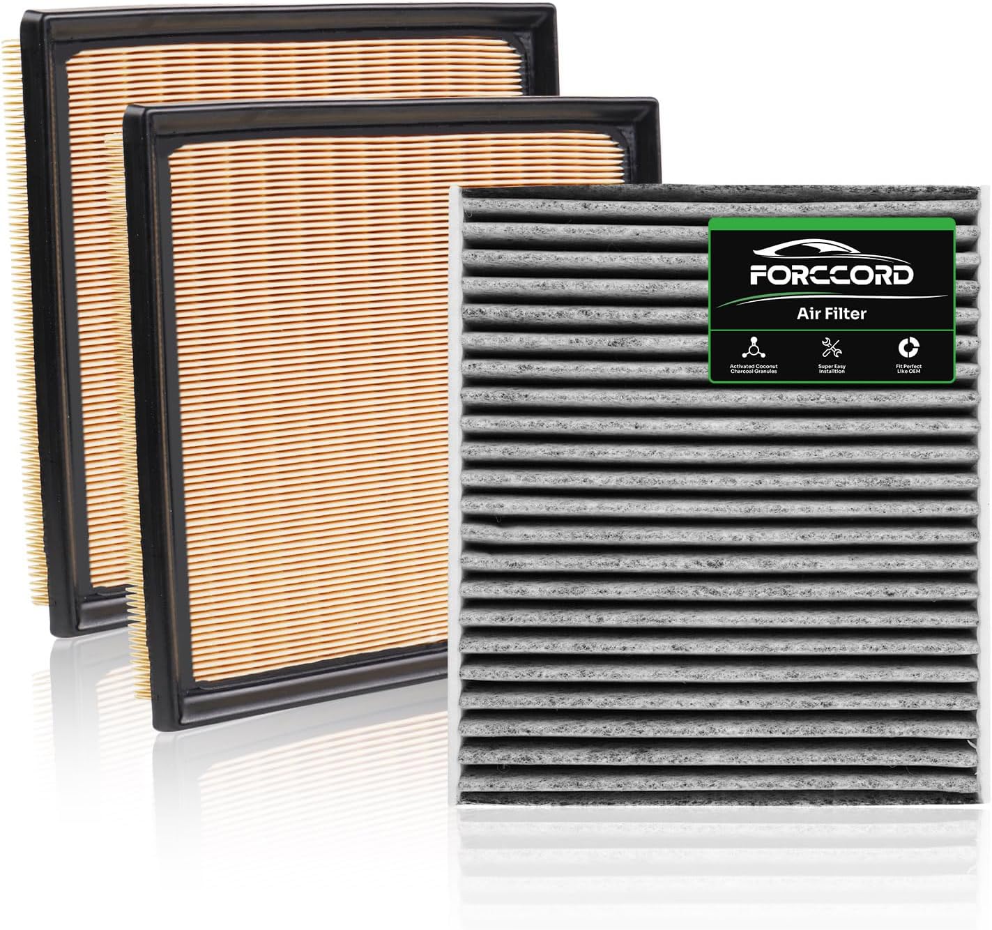 2-Pcs Engine & 1-Pcs Cabin Air Filter Fit for Toyota Tundra 3.5L 2022-2026, Sequoia 3.5L 2023-2026 Activated Carbon Cabin Filter Replacement 17801F4010 87139-50110 Car Accessories