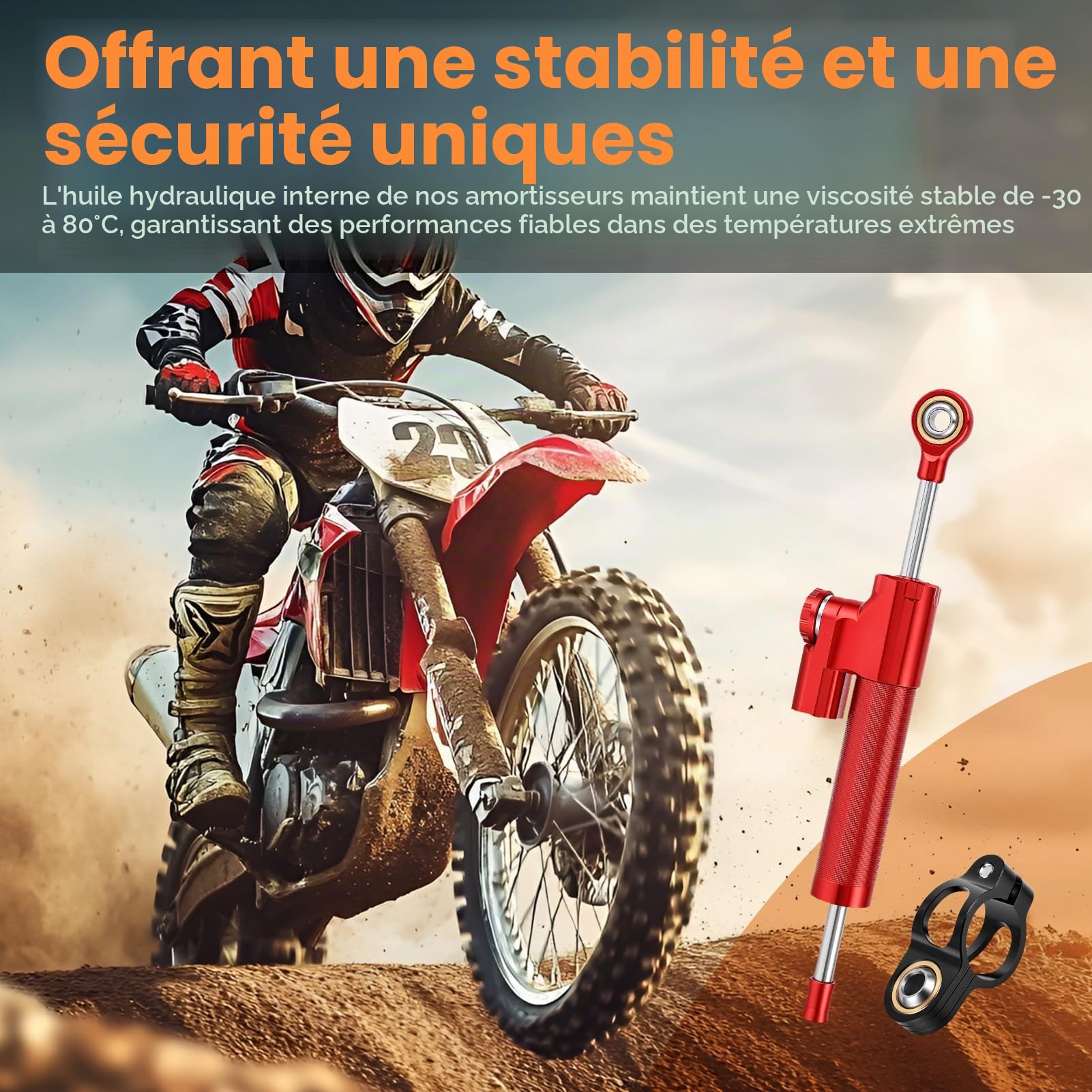 Amortisseur de direction universel pour moto, stabilisateur de direction réglable, en alliage d'aluminium pour vélo et moto