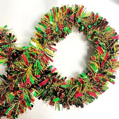 Miniatura 5 de Guirnalda de oropel de Navidad  33 pies brillante metálico árbol de invierno guirnalda de Navidad con purpurina para colgar decoraciones para