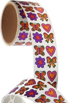 Bulk Roll Prismatic Stickers, Mini Fun Shapes for Girls 100 Repeats