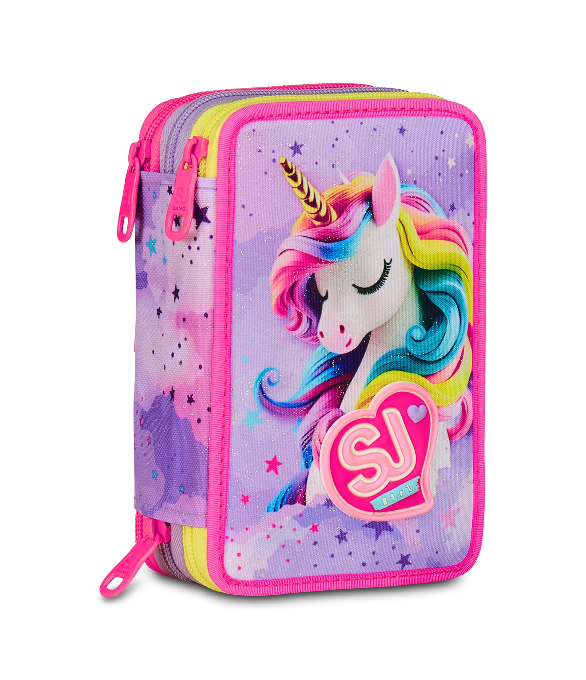 SJ GANG STYLE JAM GANG Scuola Zaino da Disegno 3 Fili Pink, Compartmenti Tripli Con Penne e Cippee, Accessori Zaino per 