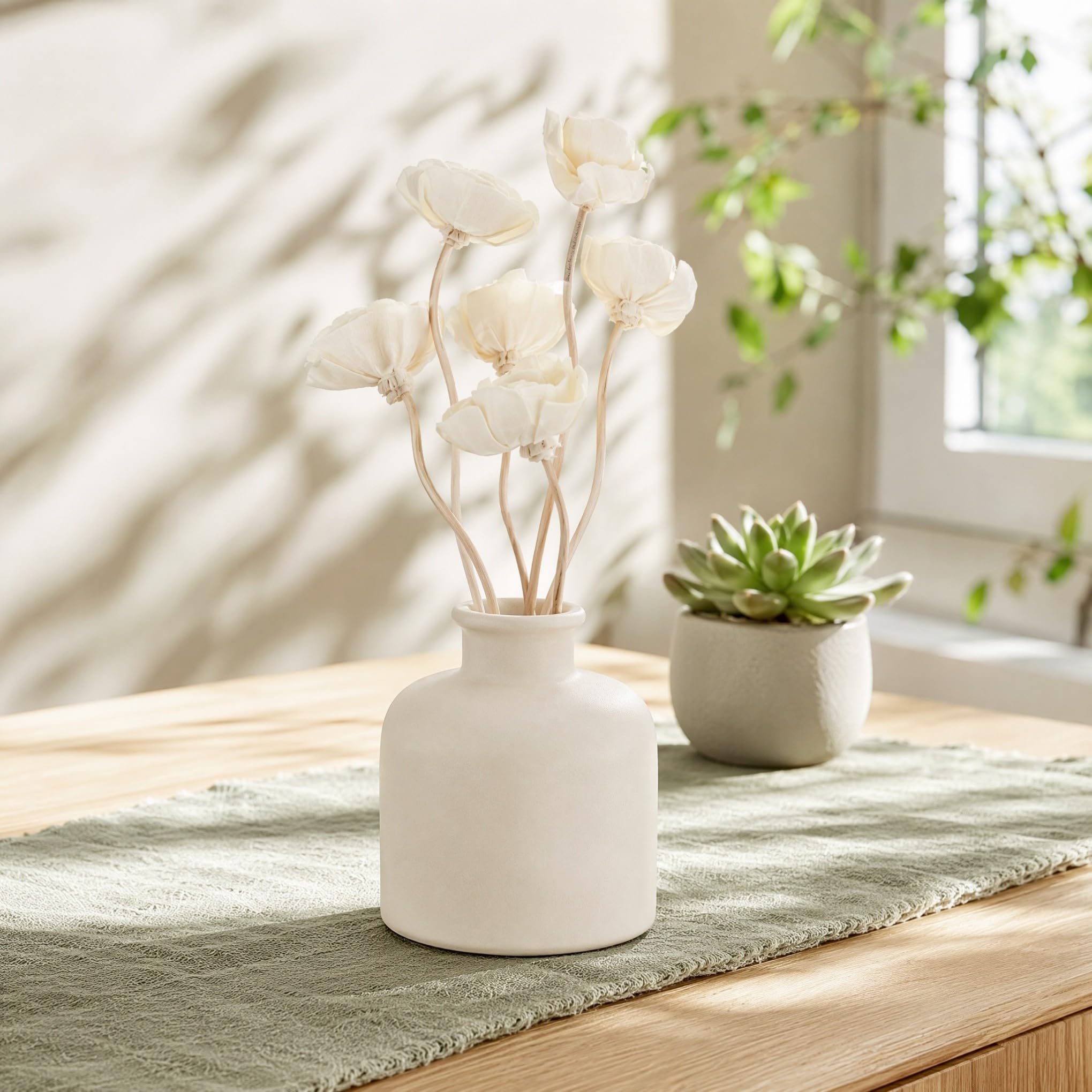 ABOOFAN Duftstäbchen Deko Blumen 36 STK Aromatherapie-Rattan Passiv Raumduft Diffusor Hochzeits-diffusor-Sticks Abs Rattanstäbchen Duftstäbchen Raumdiffusor-Stick Haushaltsdiffusorblumen Weiß