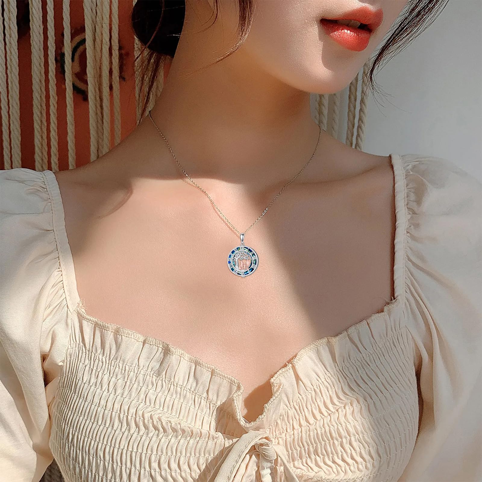 ROMANTICWORK Familie Kette 925 Sterling Silber Mutter Tochter/Vater Tochter/Mama/Schwester Anhänger Halskette Familie Schmuck Geschenke für Damen