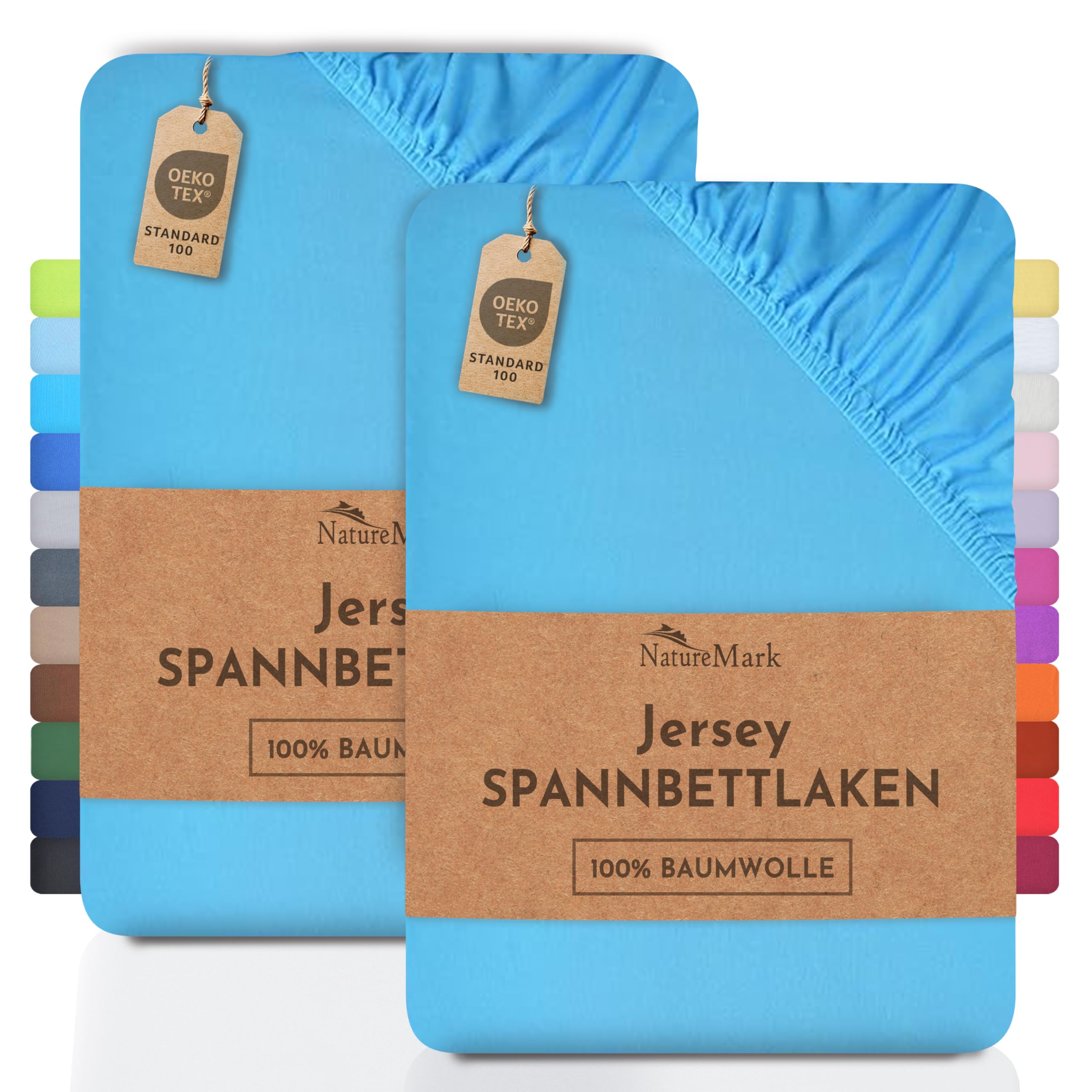 2 Jersey Spannbettlaken Spannbetttuch Baumwolle Qualität Ökotex Standard 100