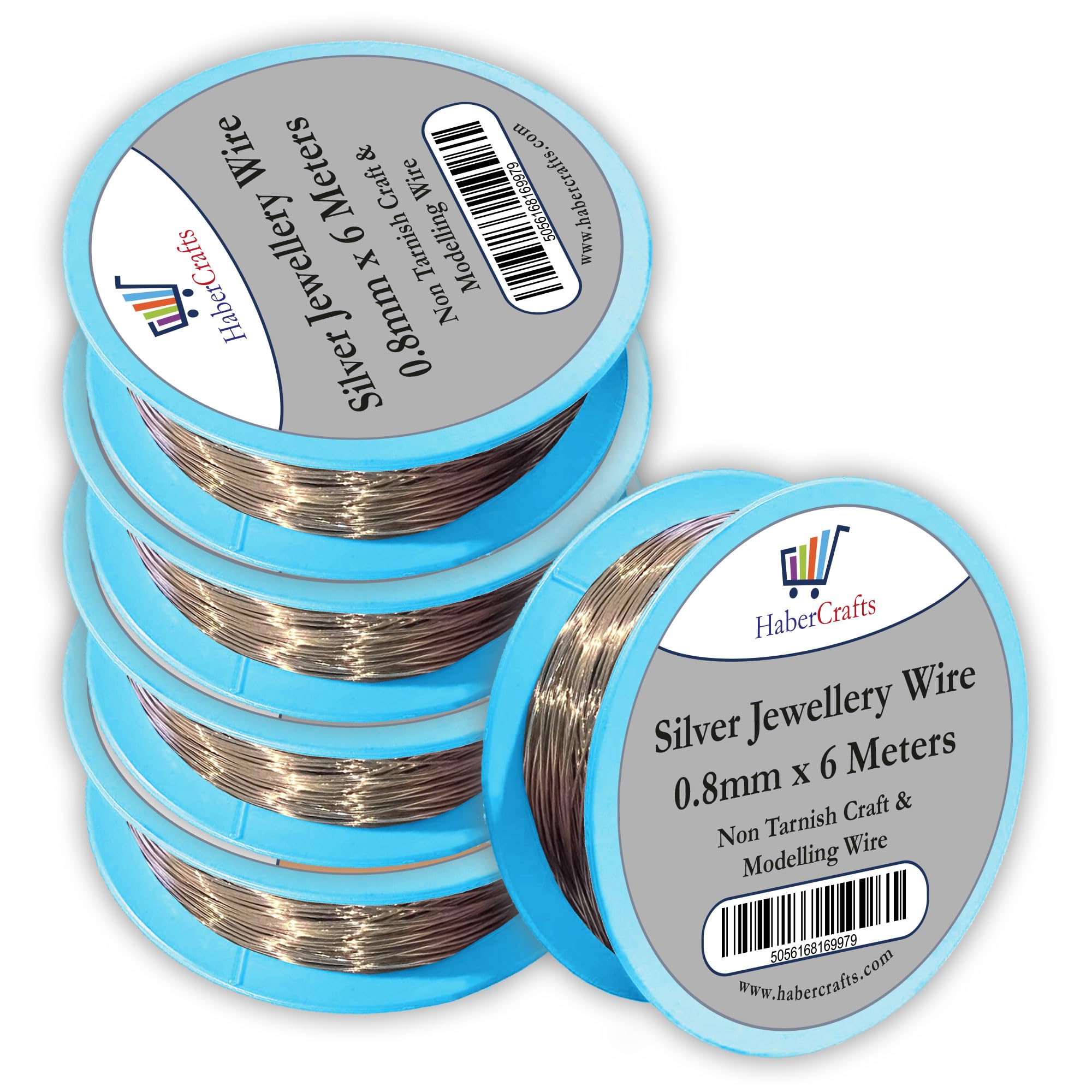 Habercrafts Silver - 0.8Mm 0.8Mm Silver Jewellery Wire Tarnish Proof Brass Bendable Metal Wire For Jewellery Making Sculpting Modelling Crafts Wire Weaving & Wrapping (0.8Mm - Silver - 20 Gauge - 5 Spools - 30 Meters)