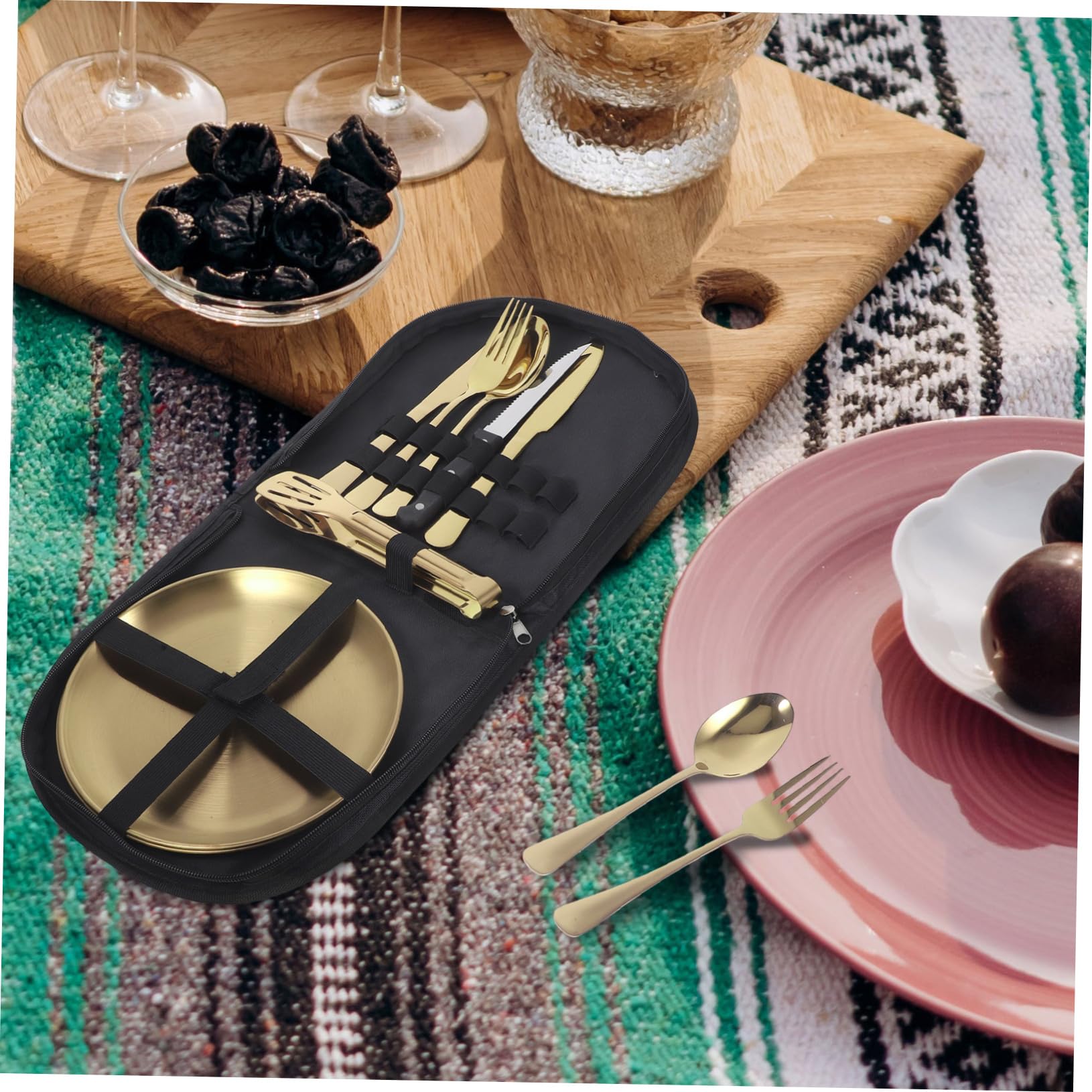 Edelstahl Camping Utensil Mit Fall Für Outdoor-aktivitäten Wie Picknicks Und Reisen Wiederverwendbares Besteck Für Abenteuer