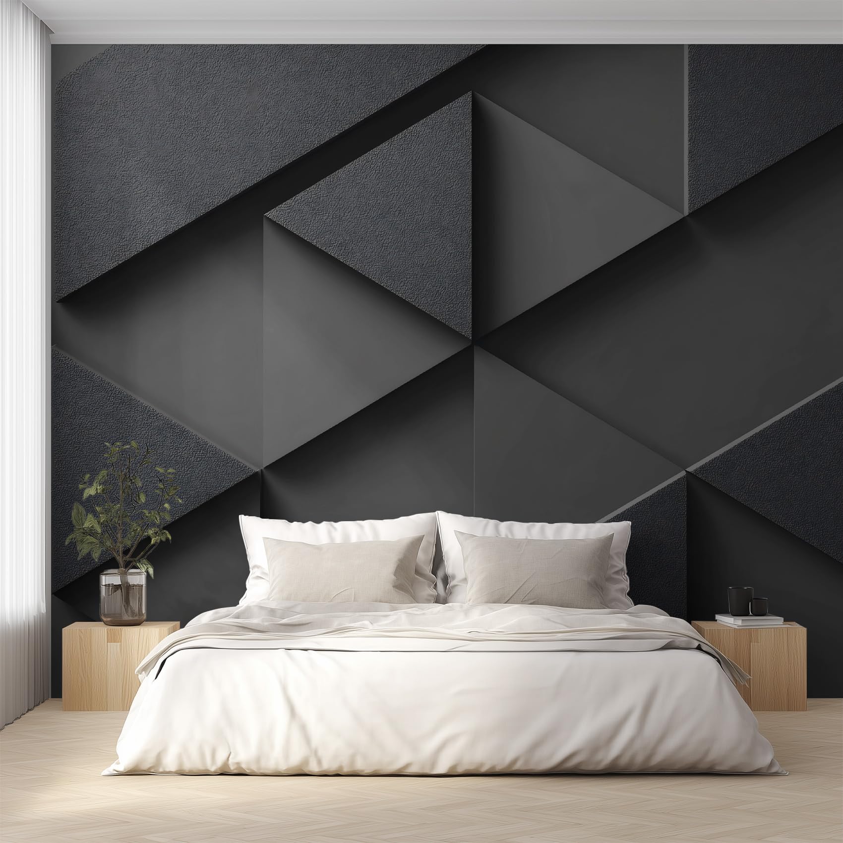 Papier Peint Géométrie Moderne pour Agrandir Visuellement un Grand Mur