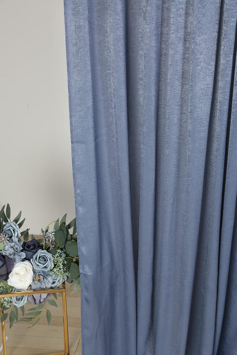 9.6 Feet x 10 Feet Dusty Blue Silky Soft Wedding Backdrop Curtain Drapes, Slightly Shiny Satiny Window Curtains Panels for Wedding Ceremony Birthday Party Decorations
