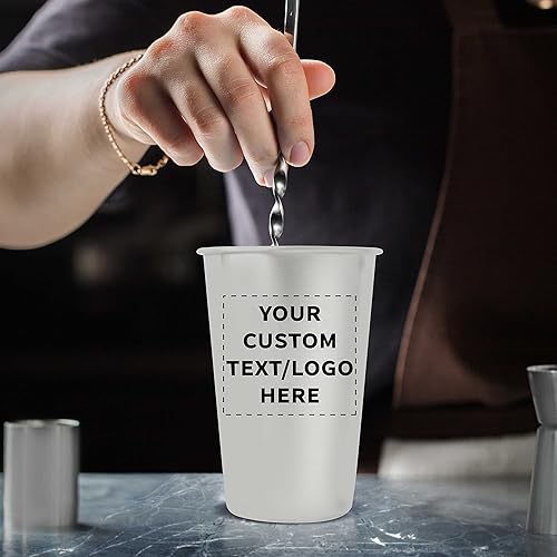 Miniatura 6 de Juego de 10 vasos de mezcla de acero inoxidable personalizados de 16 onzas, paquete personalizado a granel, pared individual, perfecto para hoteles,