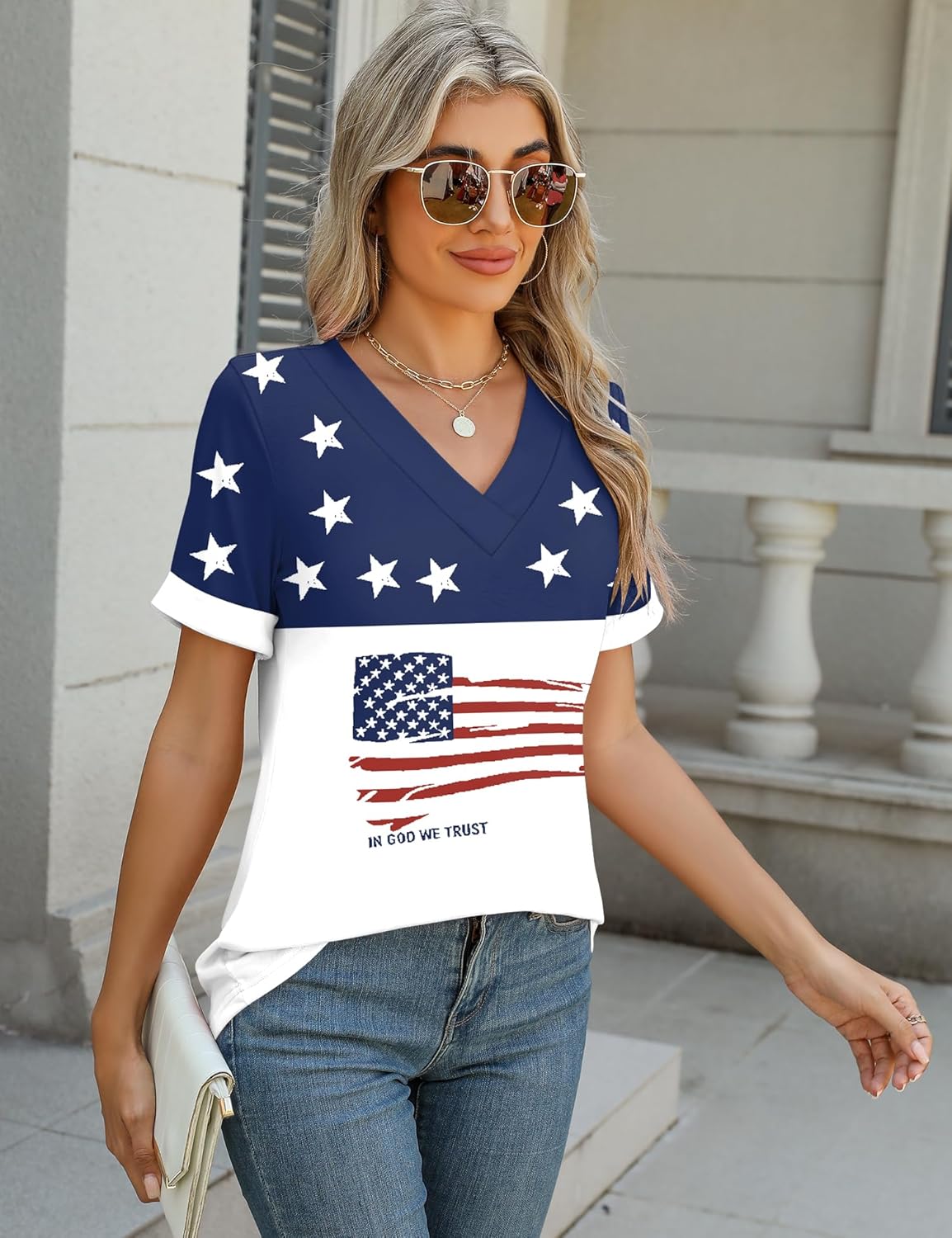 Rapbin T Shirts for Women Short Sleeve V Neck Tshirts Loose Fit Lightweight Soft Casual Summer Spring Tee Tops - Image 3